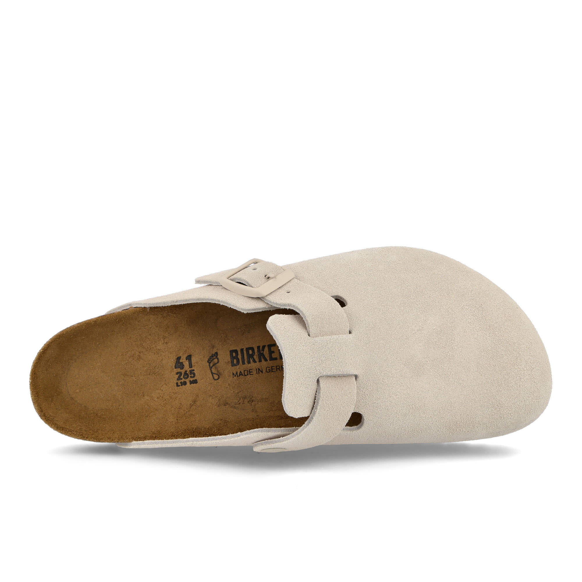 Birkenstock Boston BS Modern Suede Antique White Slides, Sandals & Slippers  Detailfoto | Overkill