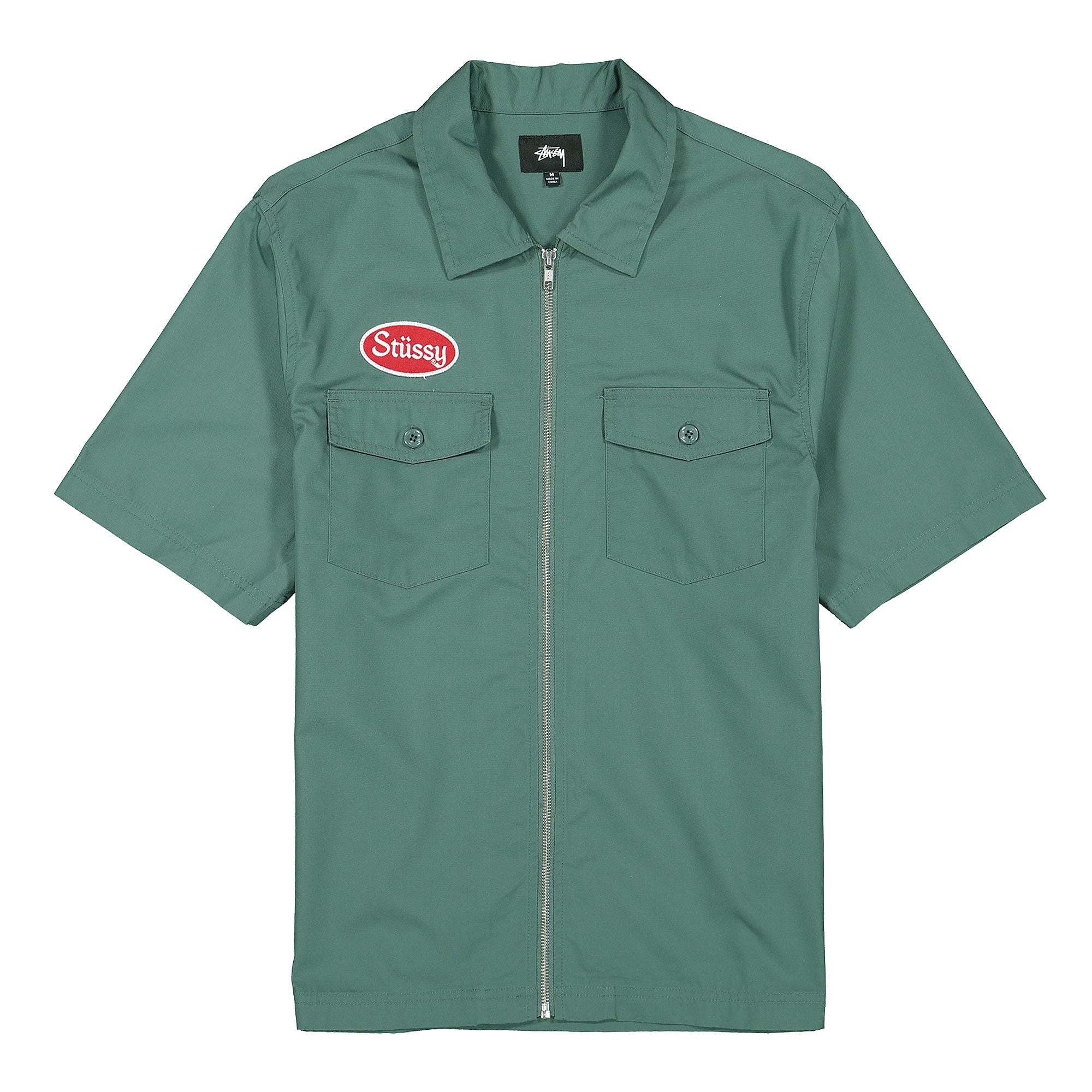 Stussy Garage Zip Up Shirt Teal Shirts 1110079 / 0872 | Overkill