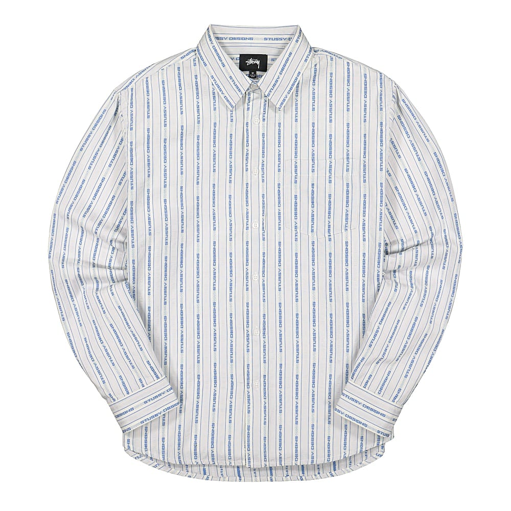 Stussy Jacquard Logo Stripe Shirt White Shirts 1140196 / 0801 | Overkill
