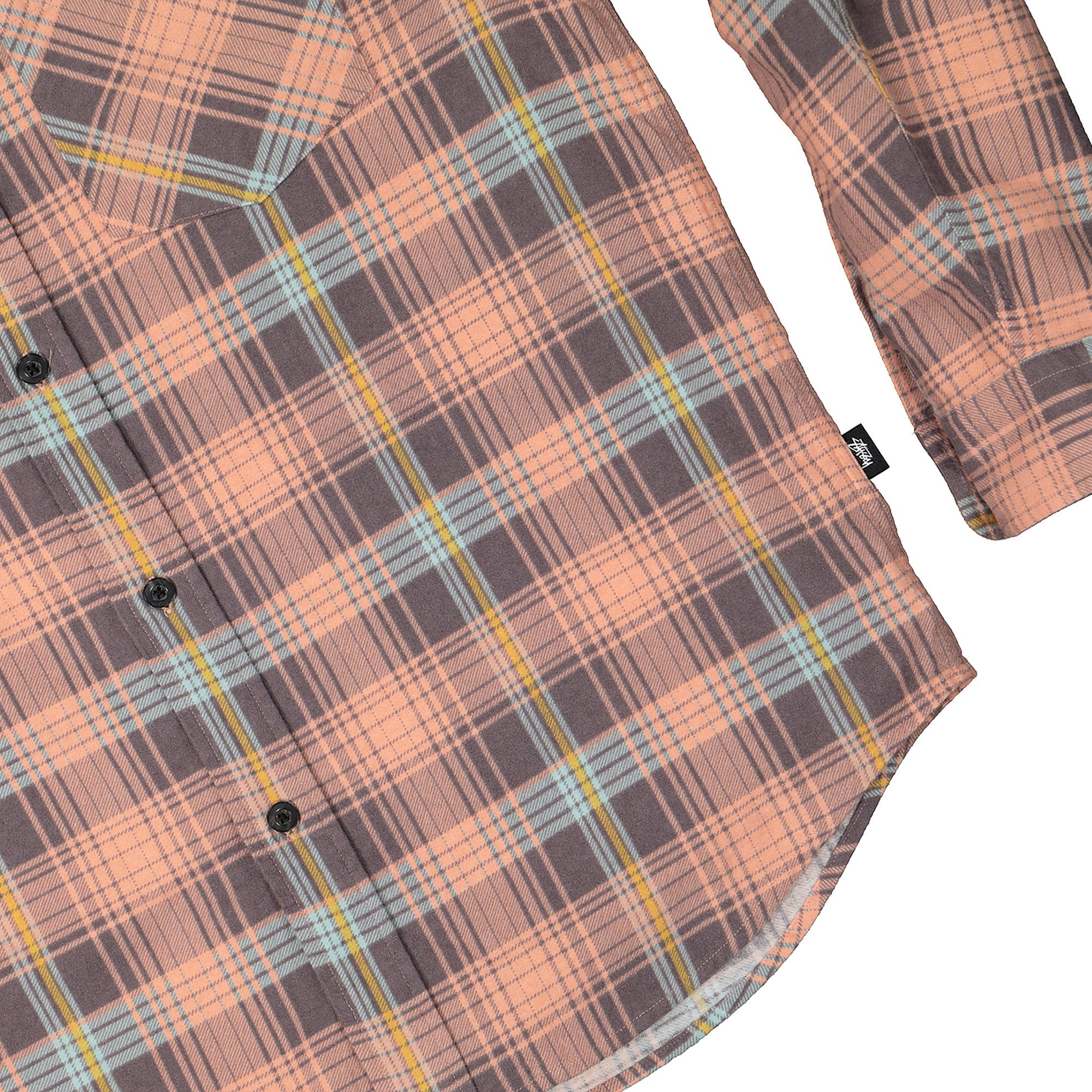Stussy Lawrence Plaid Shirt Peach Shirts Close-up | Overkill