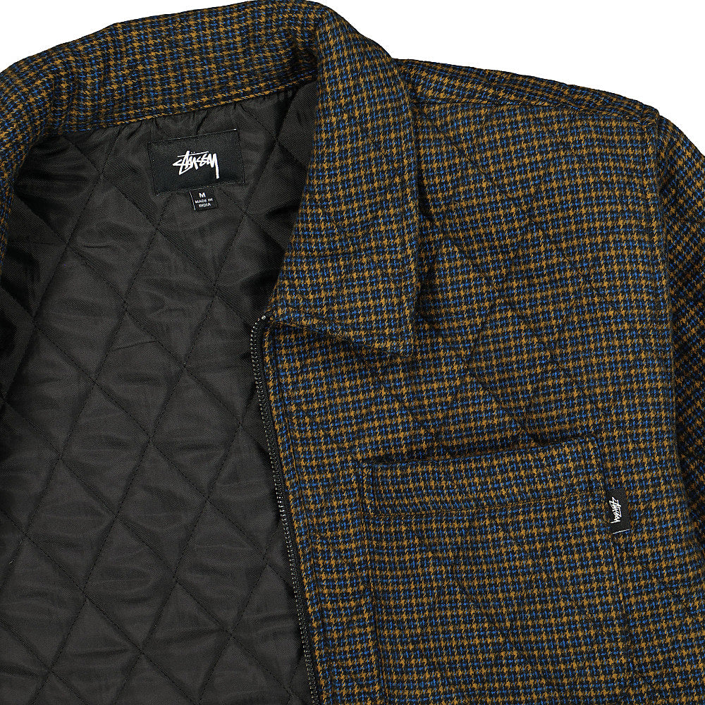 Stussy Mini Check Quilted Zip Shirt Black Jackets Close-up | Overkill