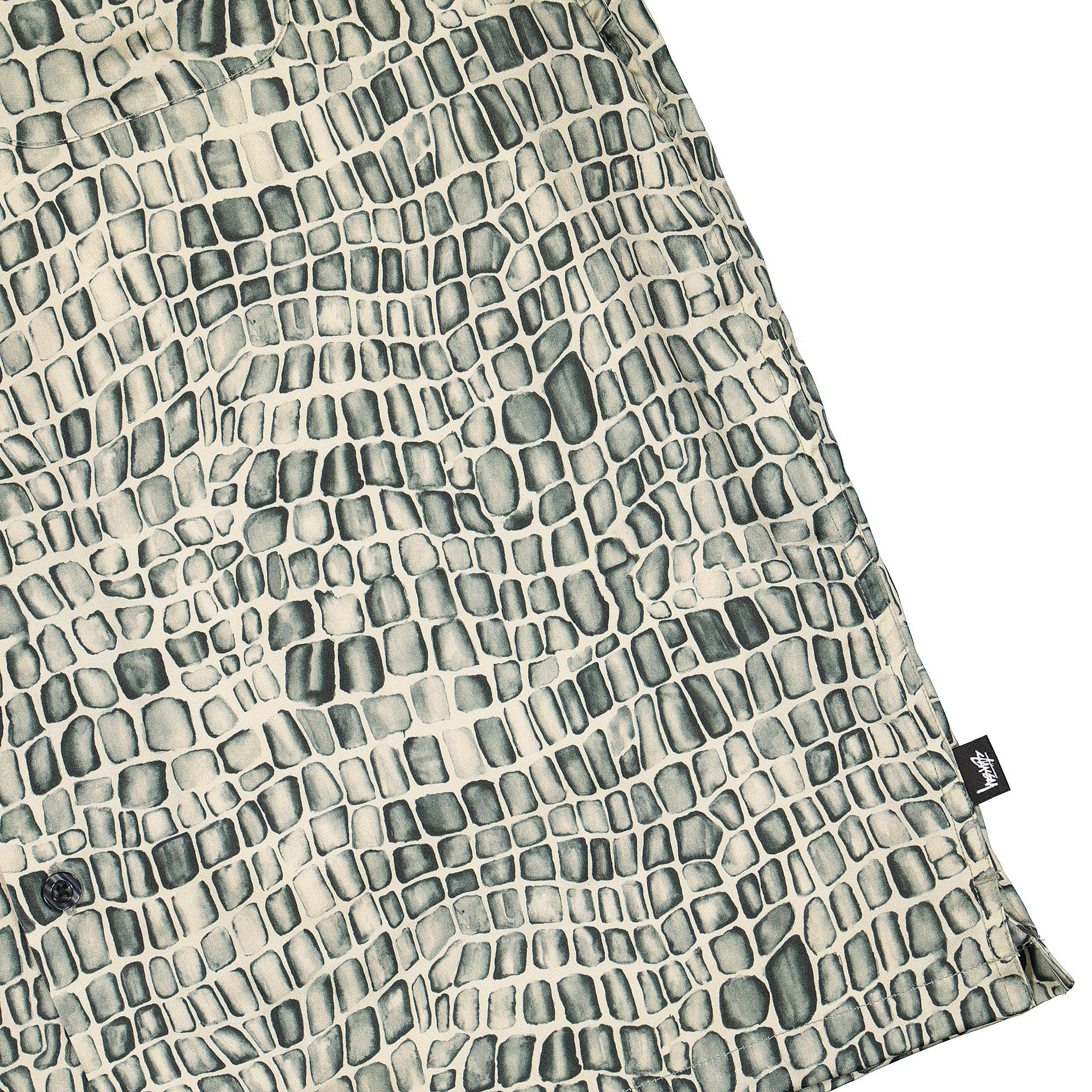 Stussy Croc Pattern Silk Shirt Tan Shirts Detailfoto | Overkill