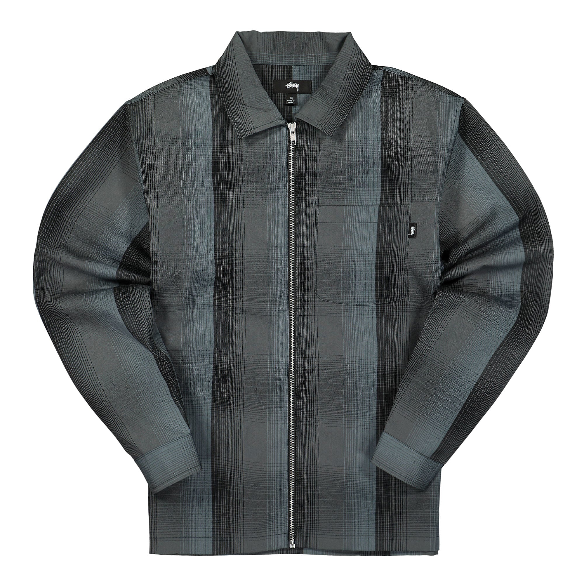 Stussy Shadow Plaid Zip Shirt Charcoal Shirts 1110189 / 0002 | Overkill