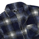 Stussy Shadow Plaid Sherpa Zip Shirt Blue Jackets Close-up | Overkill