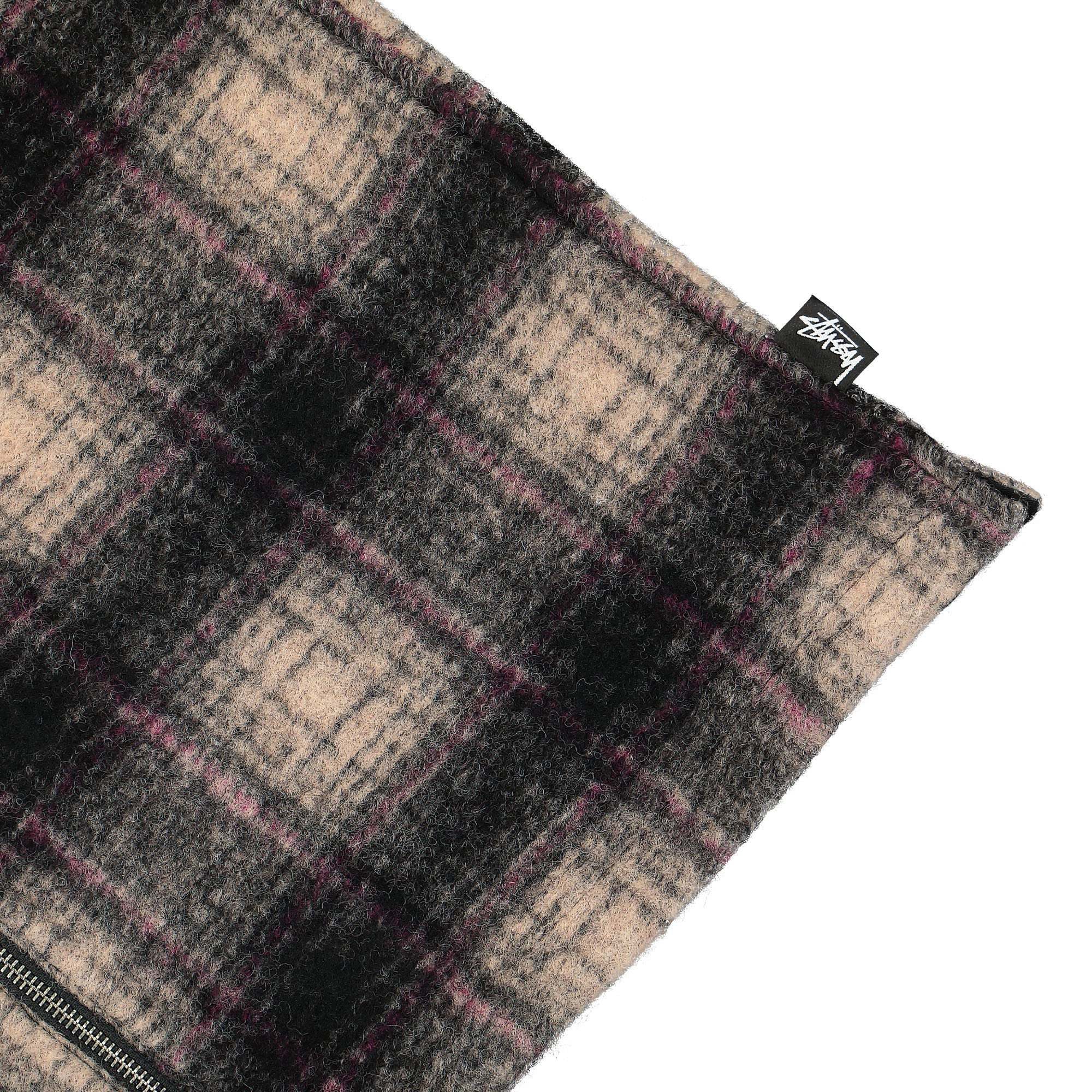 Stussy Wool Plaid Zip Shirt Lilac Shirts Detail view 1 | Overkill