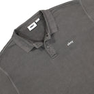 Obey Lowercase Pigment Polo Pigment Digital Black Longsleeves Close-up | Overkill