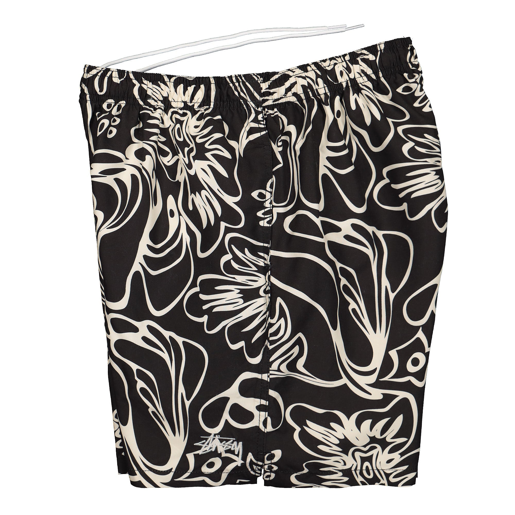 Stussy Wavy Hawaiian Water Short Black Shorts Close-up | Overkill