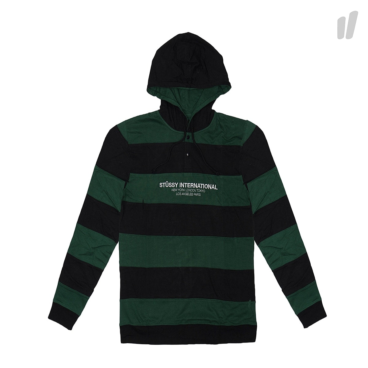 Stussy Hooded Stripe Rugby Black Hoodies 1140027 / 0001 | Overkill