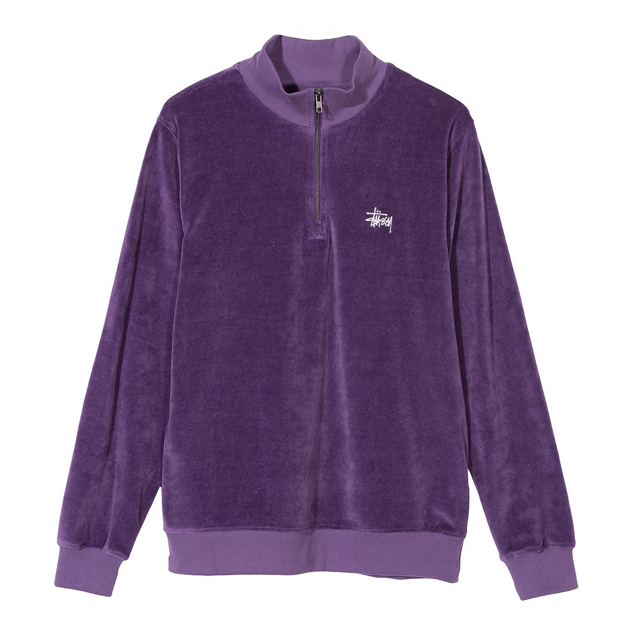 Stussy Velour Longsleeve Zip Mock Jacket Purple Longsleeves 1140134 / 0809 | Overkill