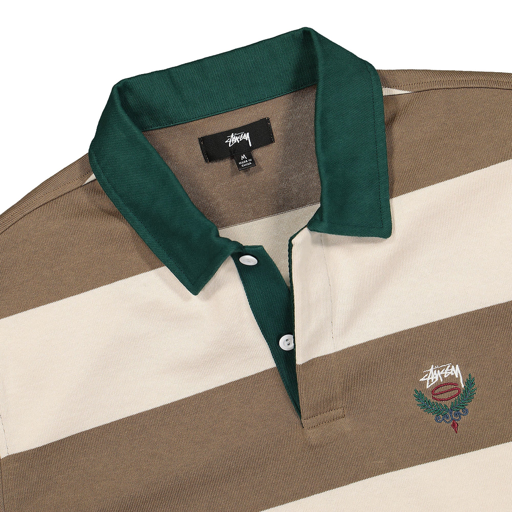 Stussy Big Stripe Rugby Natural Longsleeves Close-up | Overkill