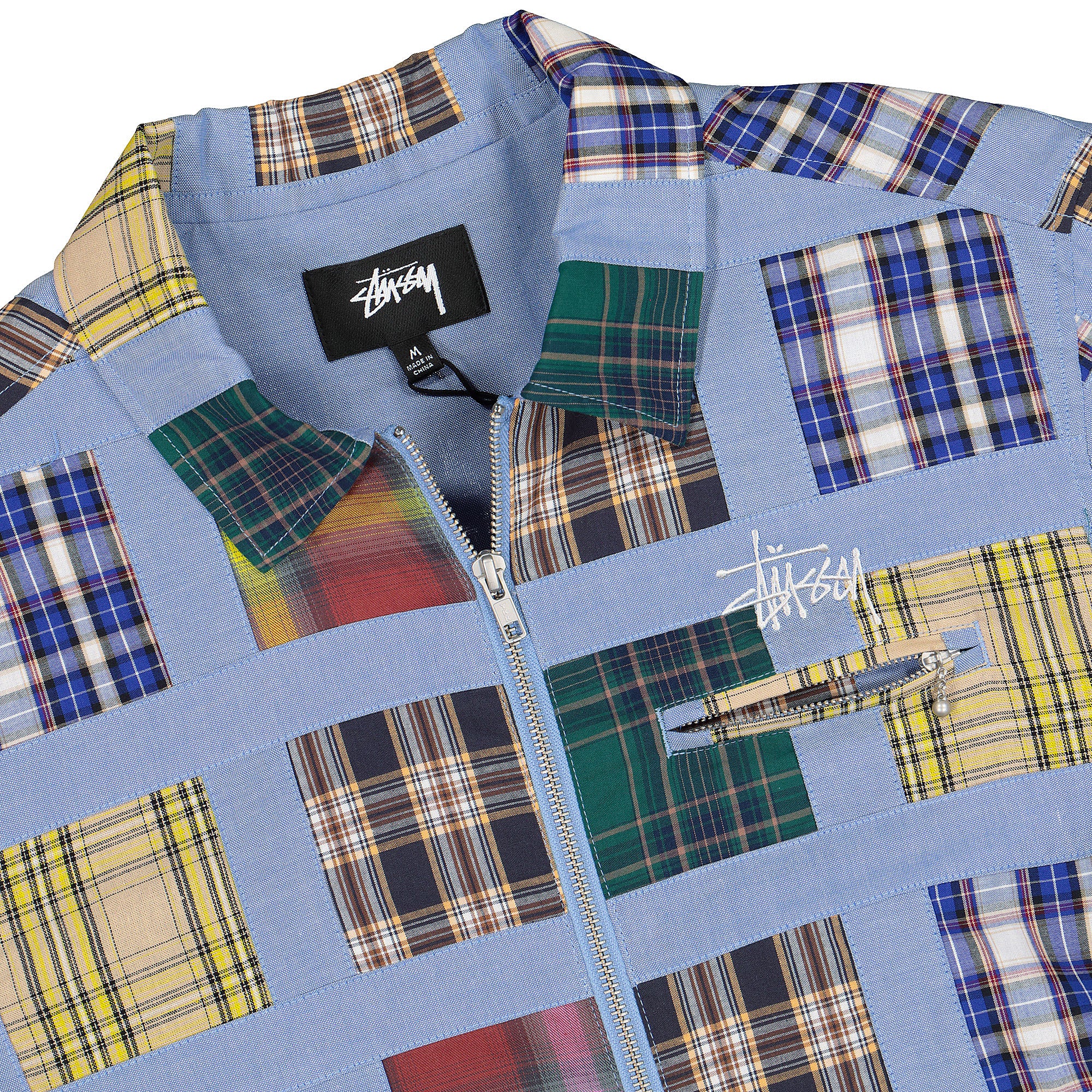 Stussy Madras Patchwork Zip. Jacket Plaid Jackets Close-up | Overkill