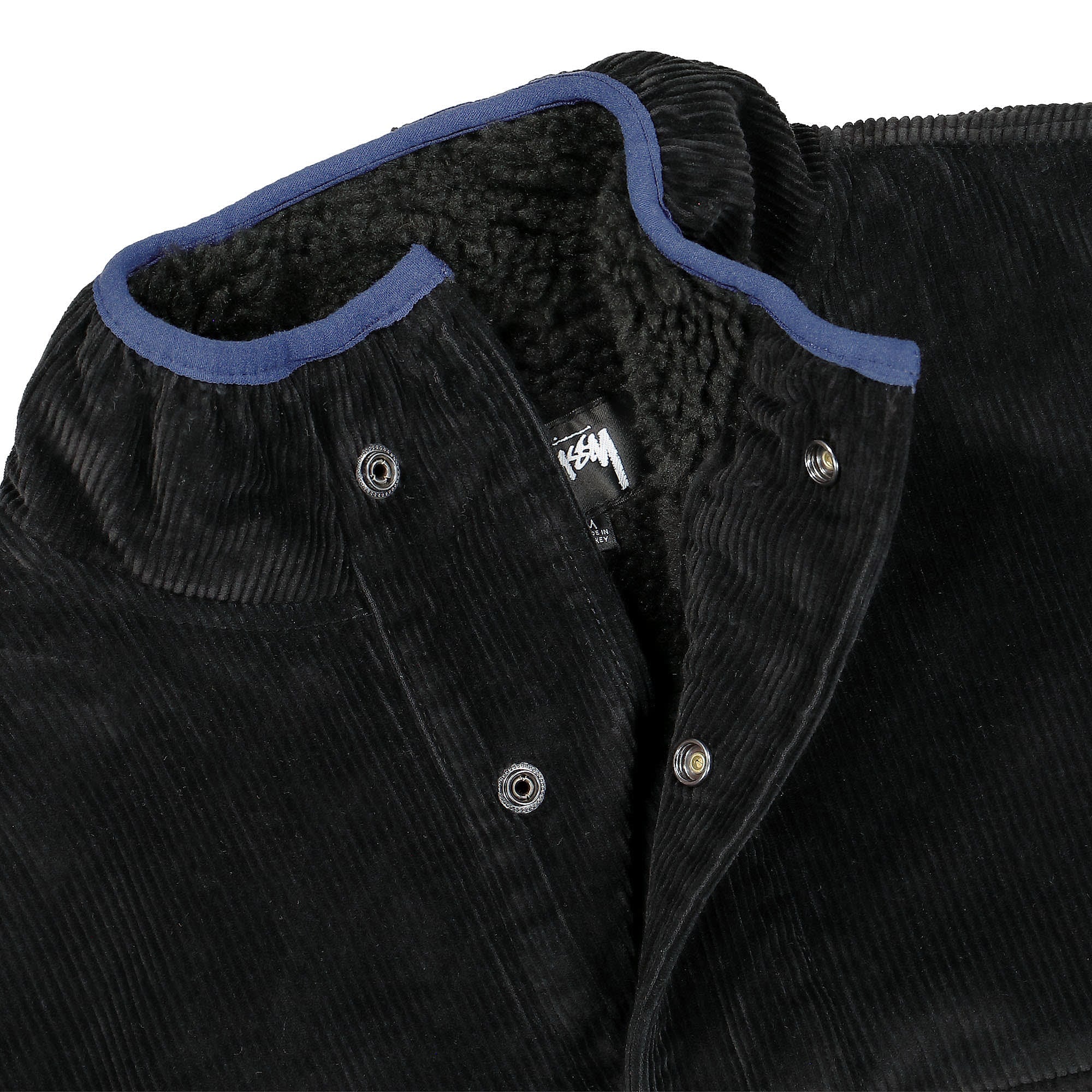 Stussy Corduroy Mock Pullover Black Sweatshirts Close-up | Overkill