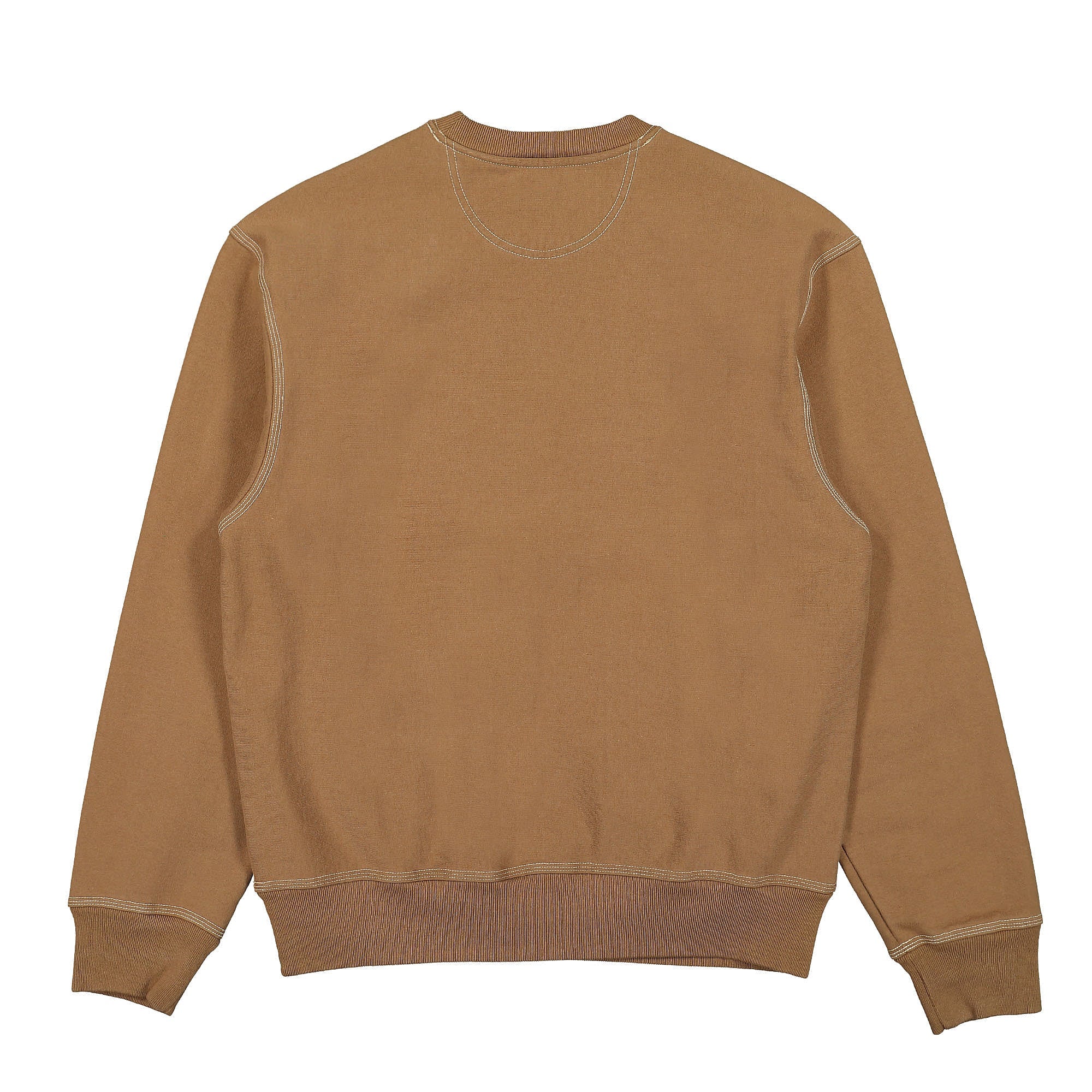 Stussy Contrast Stitch Label Crew Brown Sweatshirts Material | Overkill