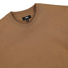 Stussy Contrast Stitch Label Crew Brown Sweatshirts Close-up | Overkill