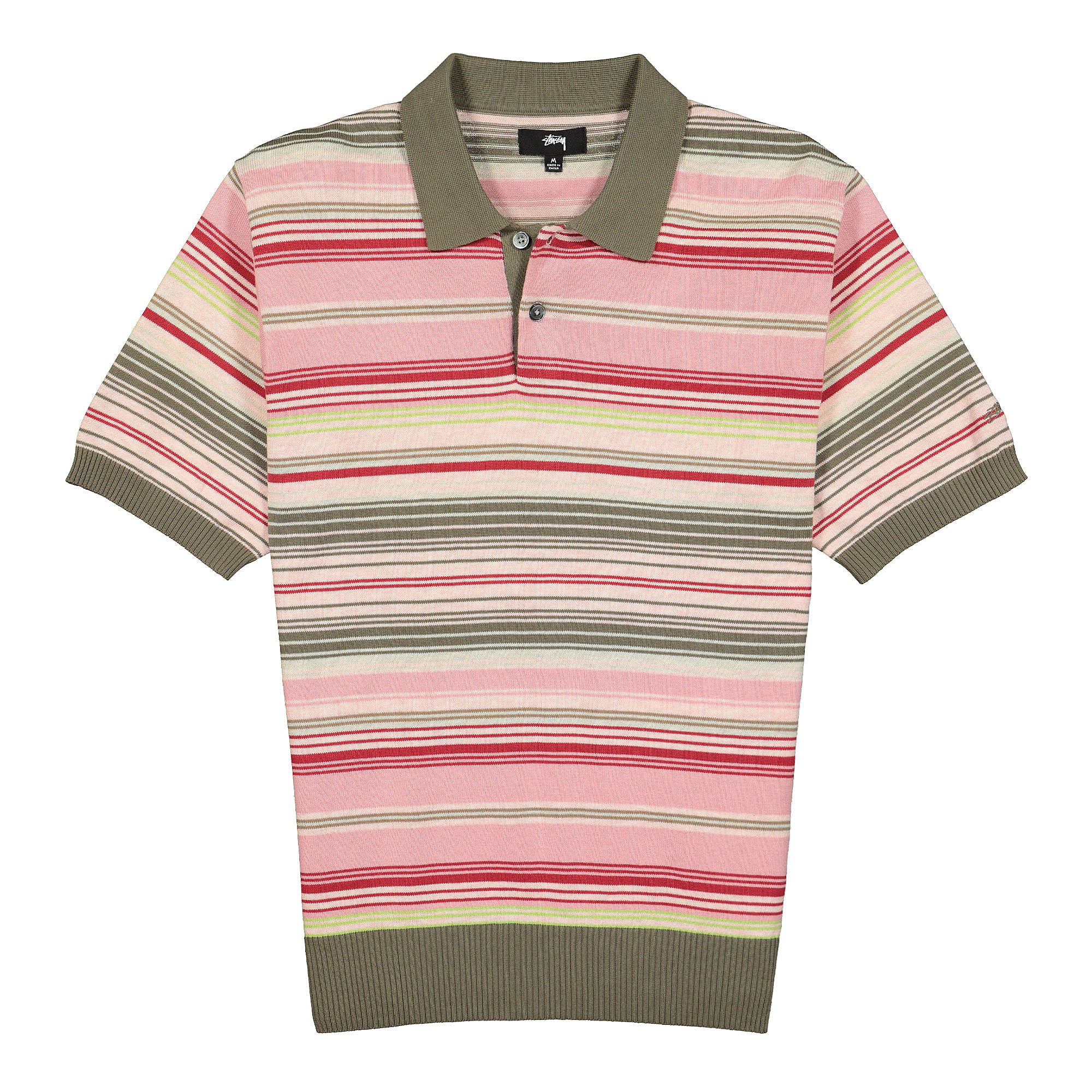 Stussy Knit Stripe Polo Olive Sweatshirts 117090 / 0403 | Overkill