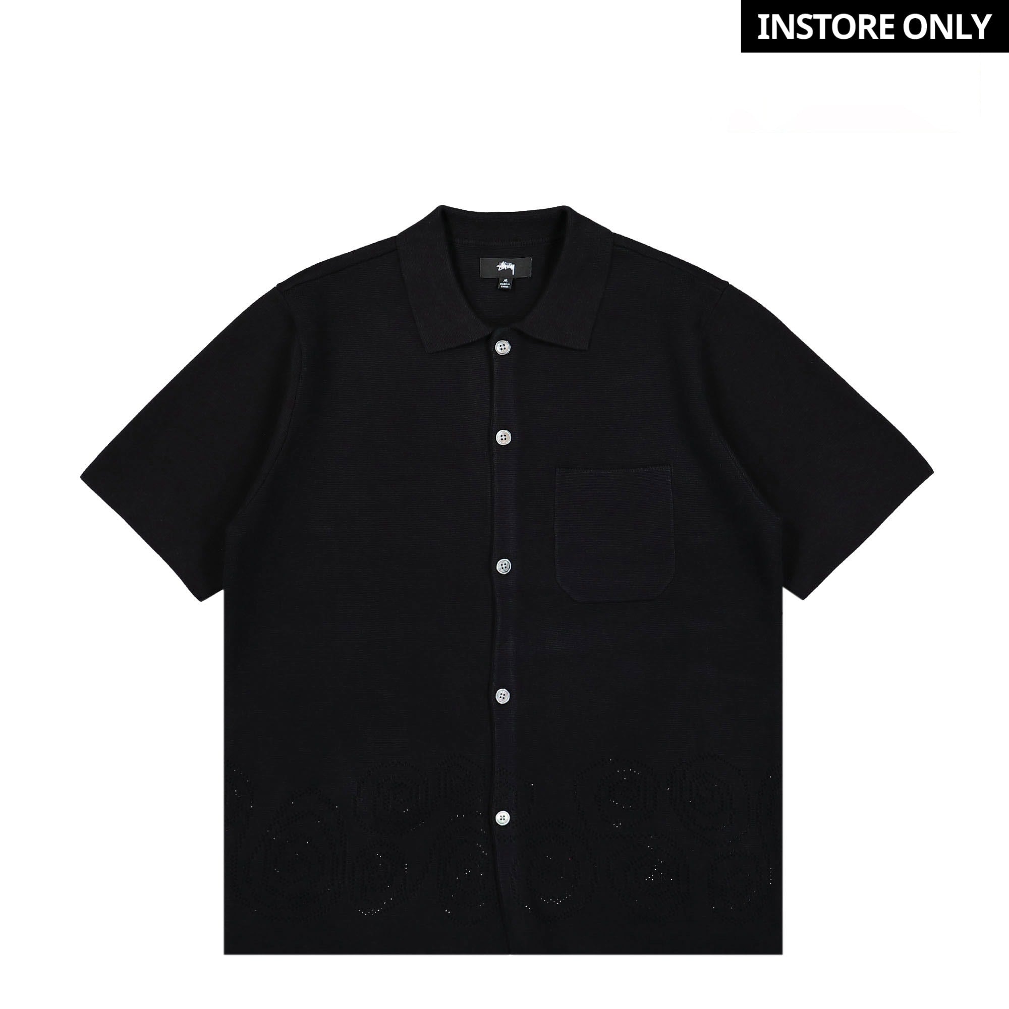 Stussy Perforated Swirl Knit Shirt Black Shirts 117109 / 0001 | Overkill