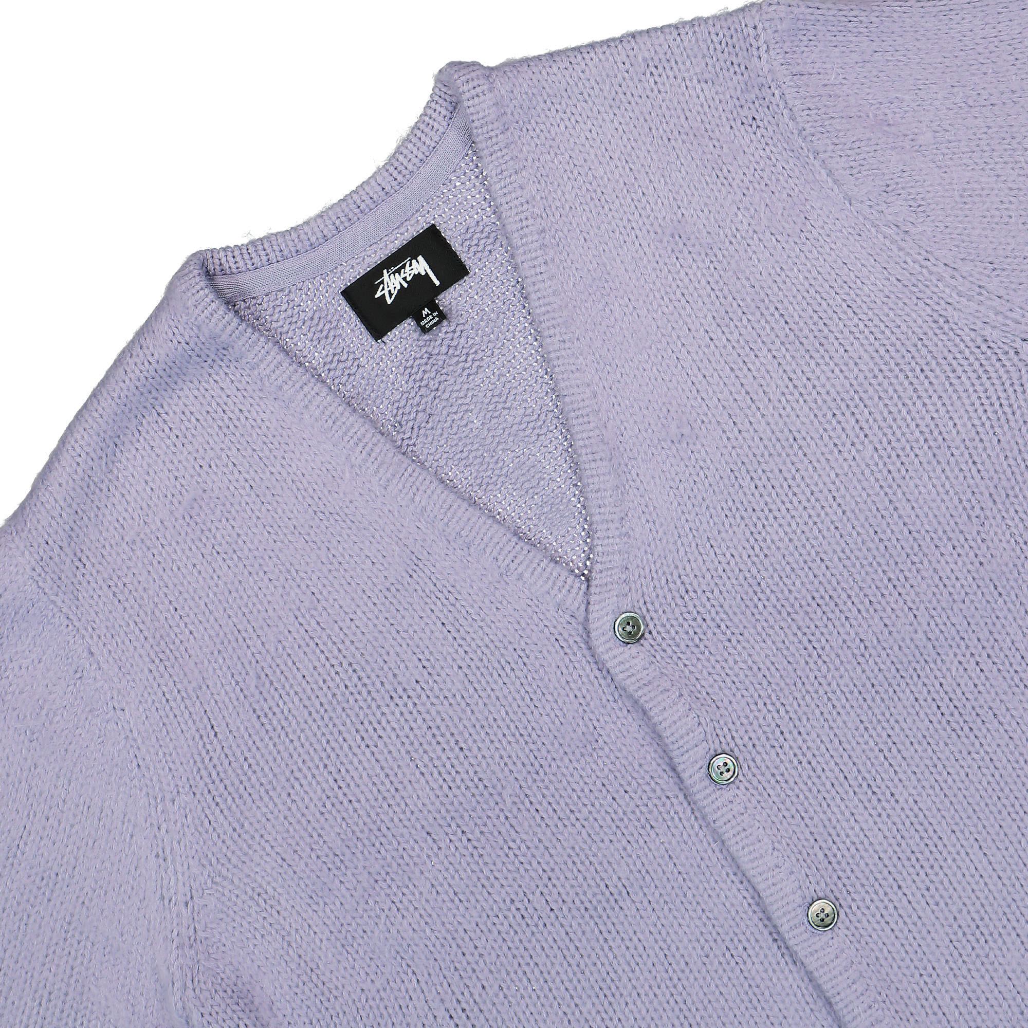 Stussy Brushed Cardigan Lavendar Cardigans Close-up | Overkill