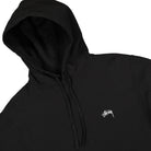 Stussy Logo Hood Black Hoodies Close-up | Overkill