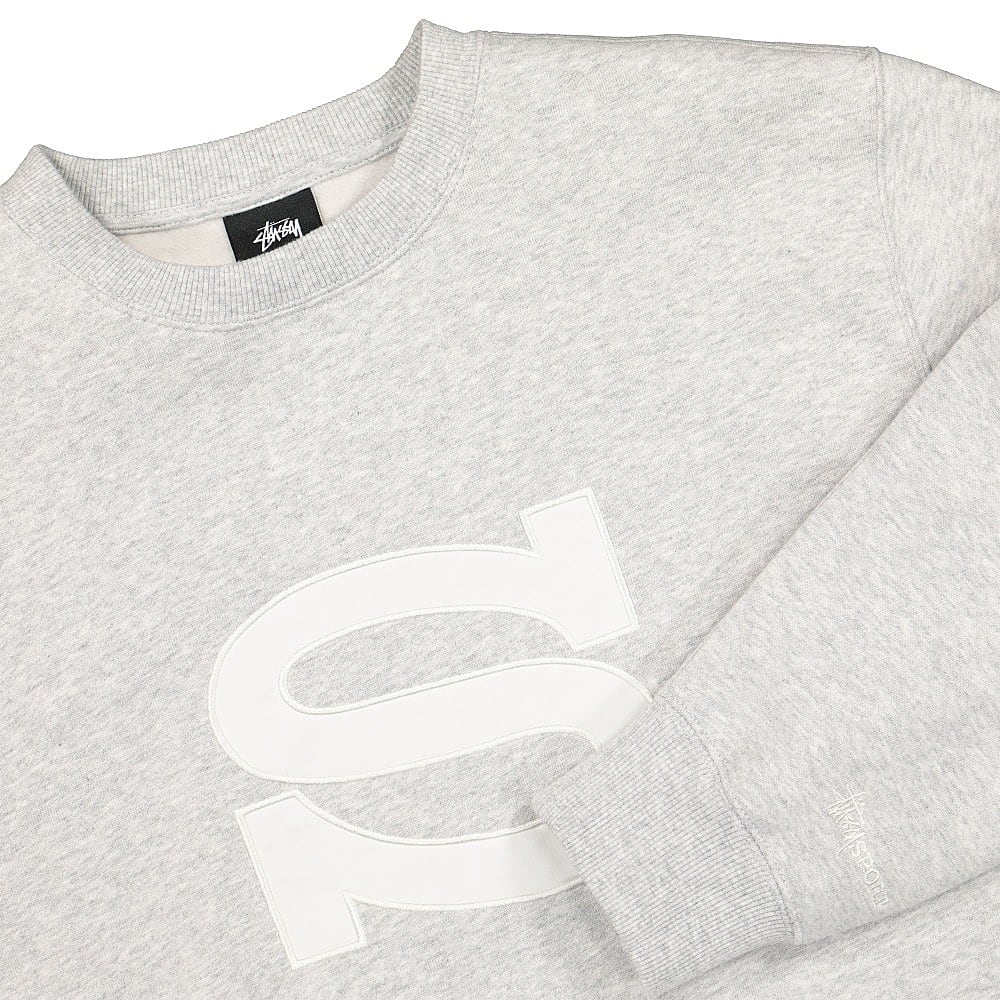 Stussy S Applique Crew Ash Heather Sweatshirts Close-up | Overkill