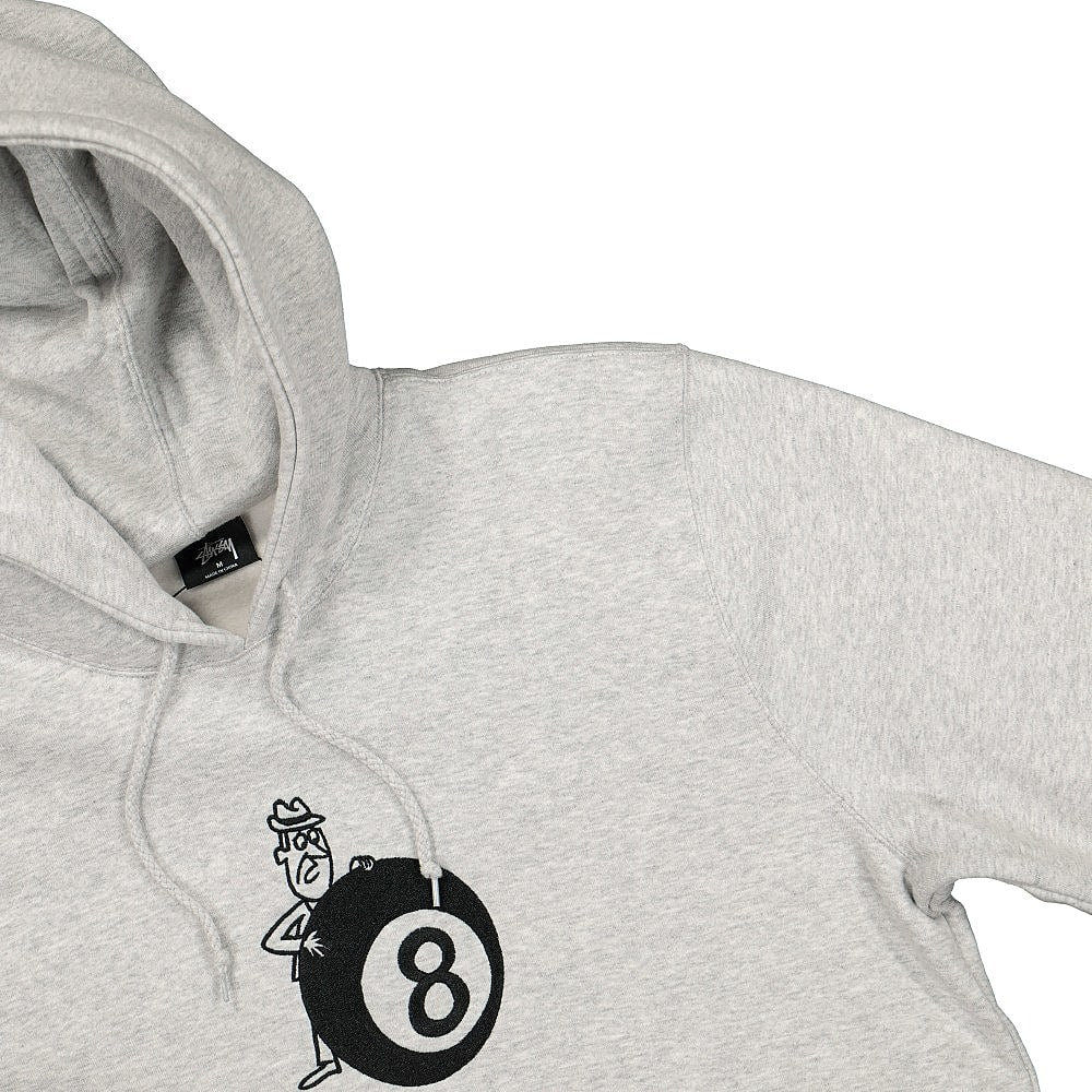 Stussy 8 Ball Man Applique Hoodie Ash Heather Hoodies Close-up | Overkill