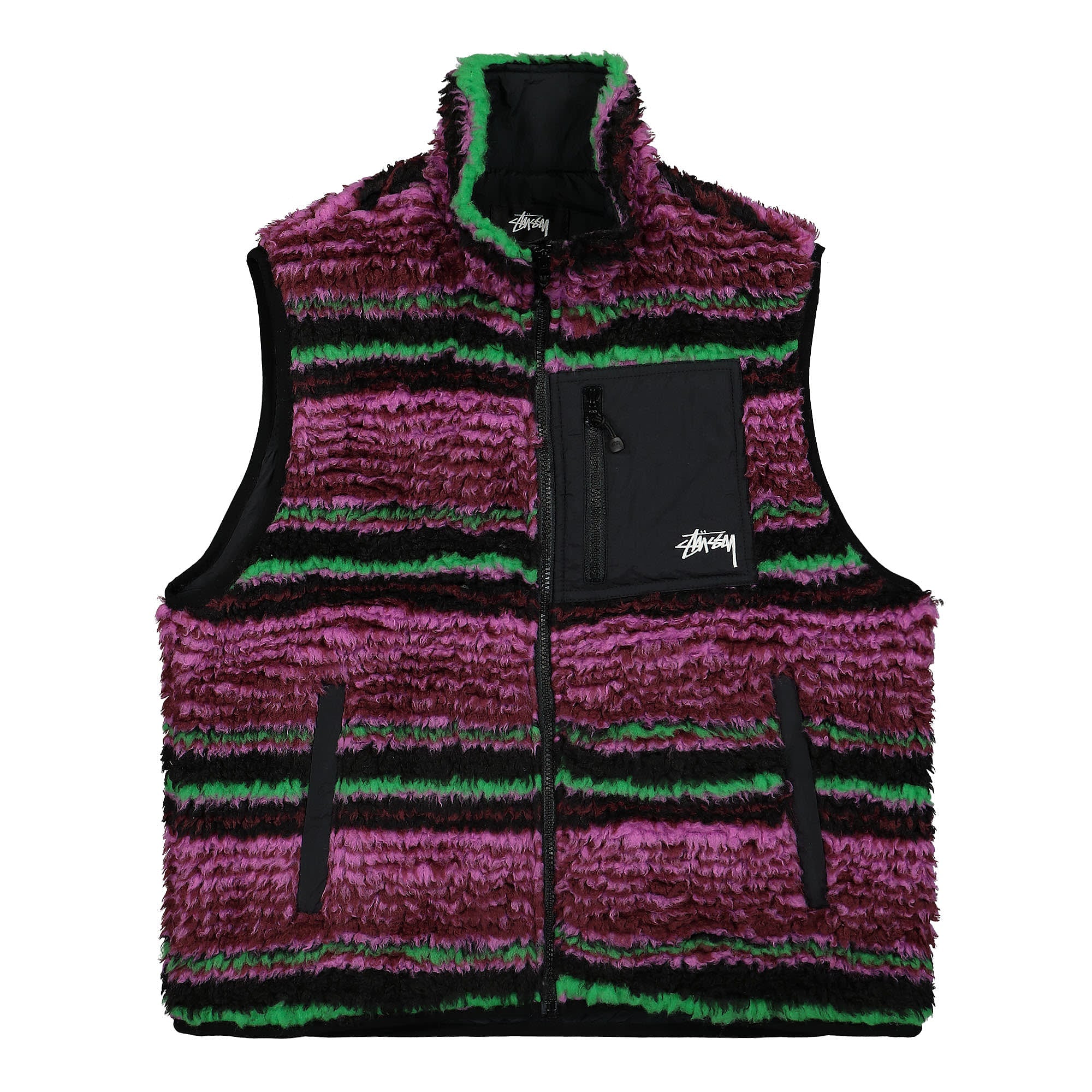 Stussy Striped Sherpa Vest Grape Vests 118468 / 0425 | Overkill