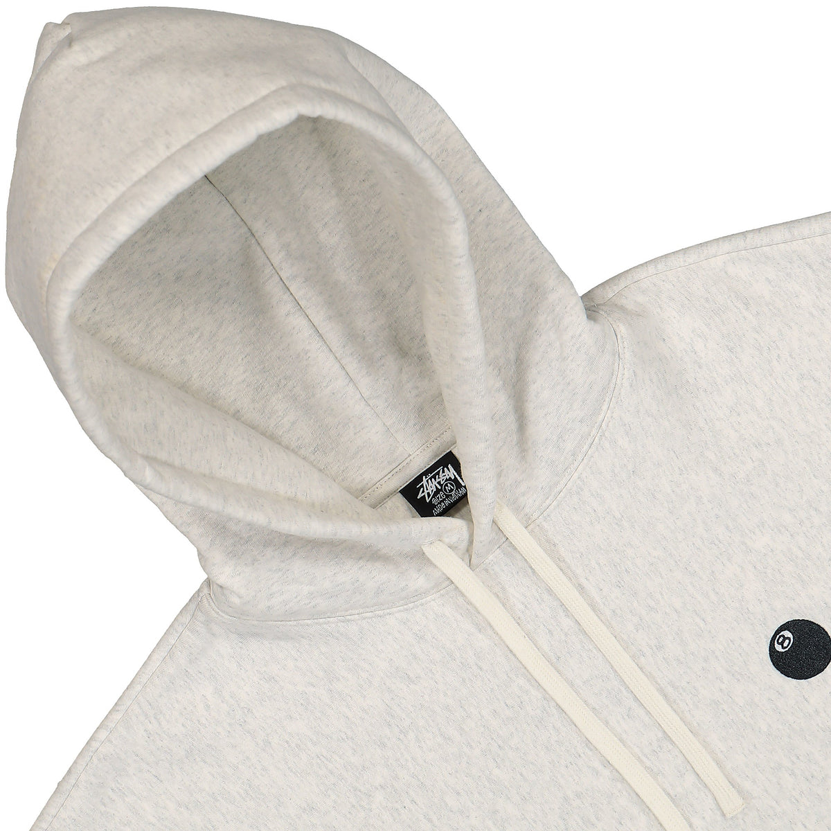 Stussy 8 Ball Applique Hood Ash Heather Hoodies Close-up | Overkill