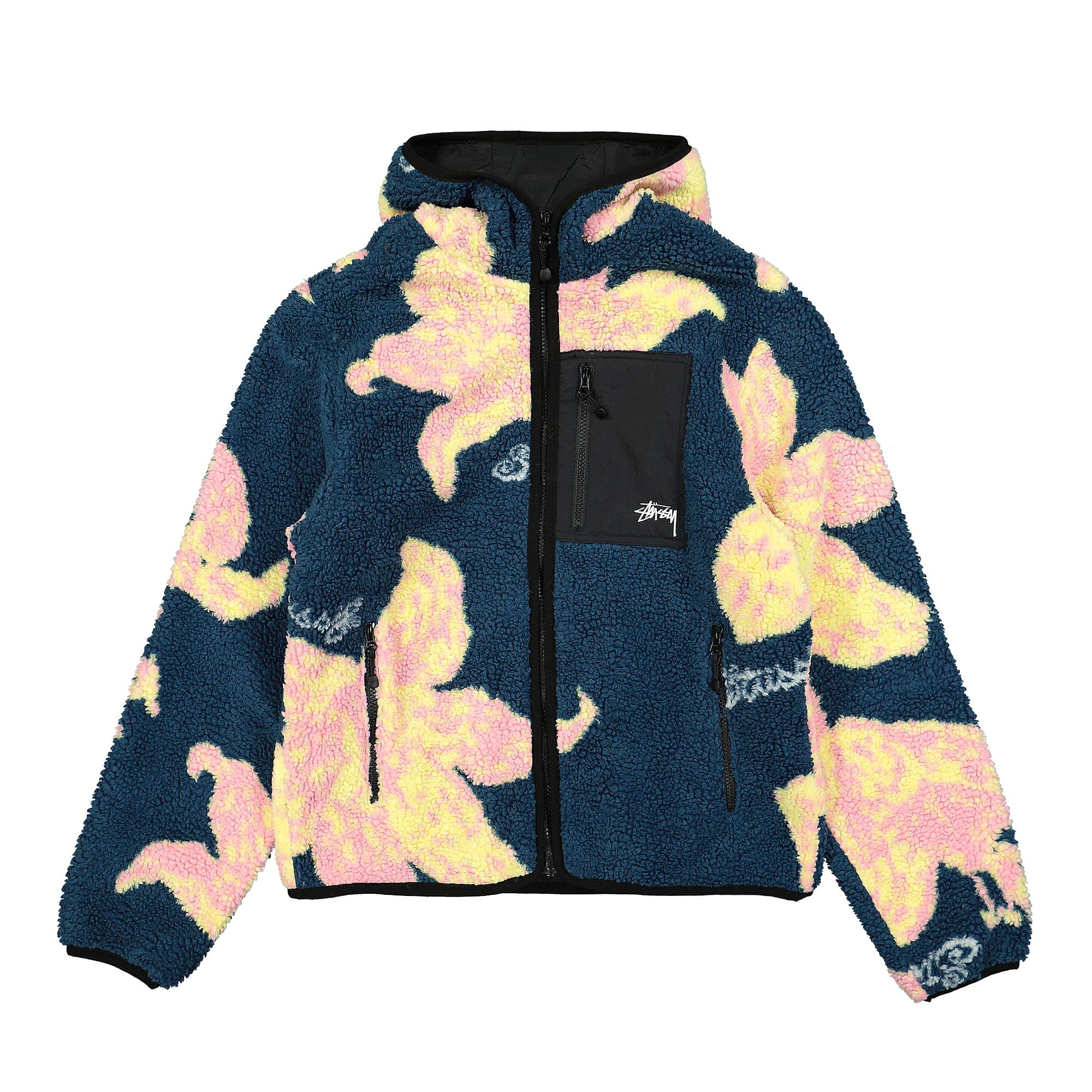 Stussy Floral Sherpa Hood Jacket Dark Teal Jackets 118482 / 0952 | Overkill