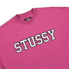 Stussy Relaxed Oversized Crew Magenta Sweatshirts Close-up | Overkill