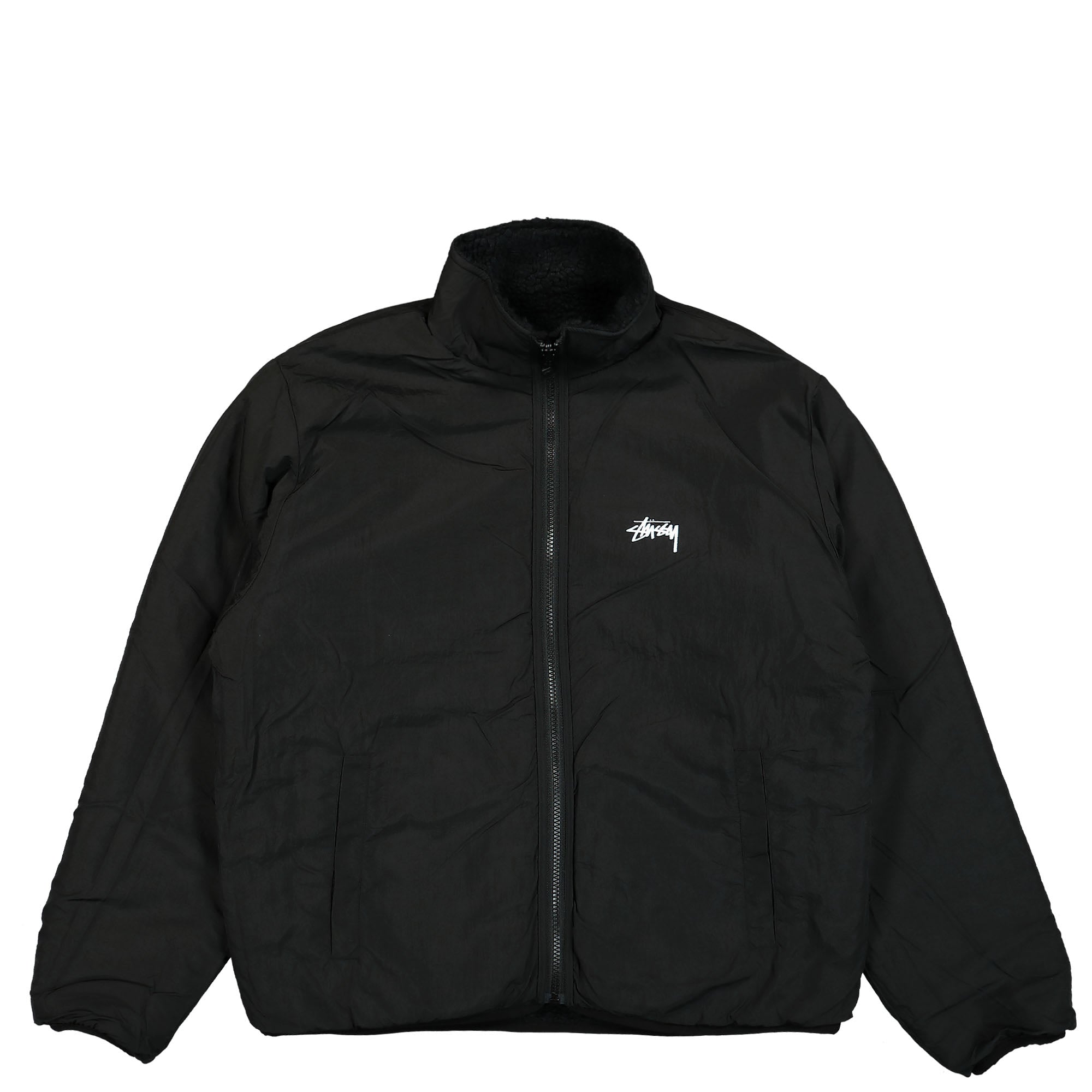 Stussy Sherpa Reversible Jacket Black Jackets Close-up | Overkill