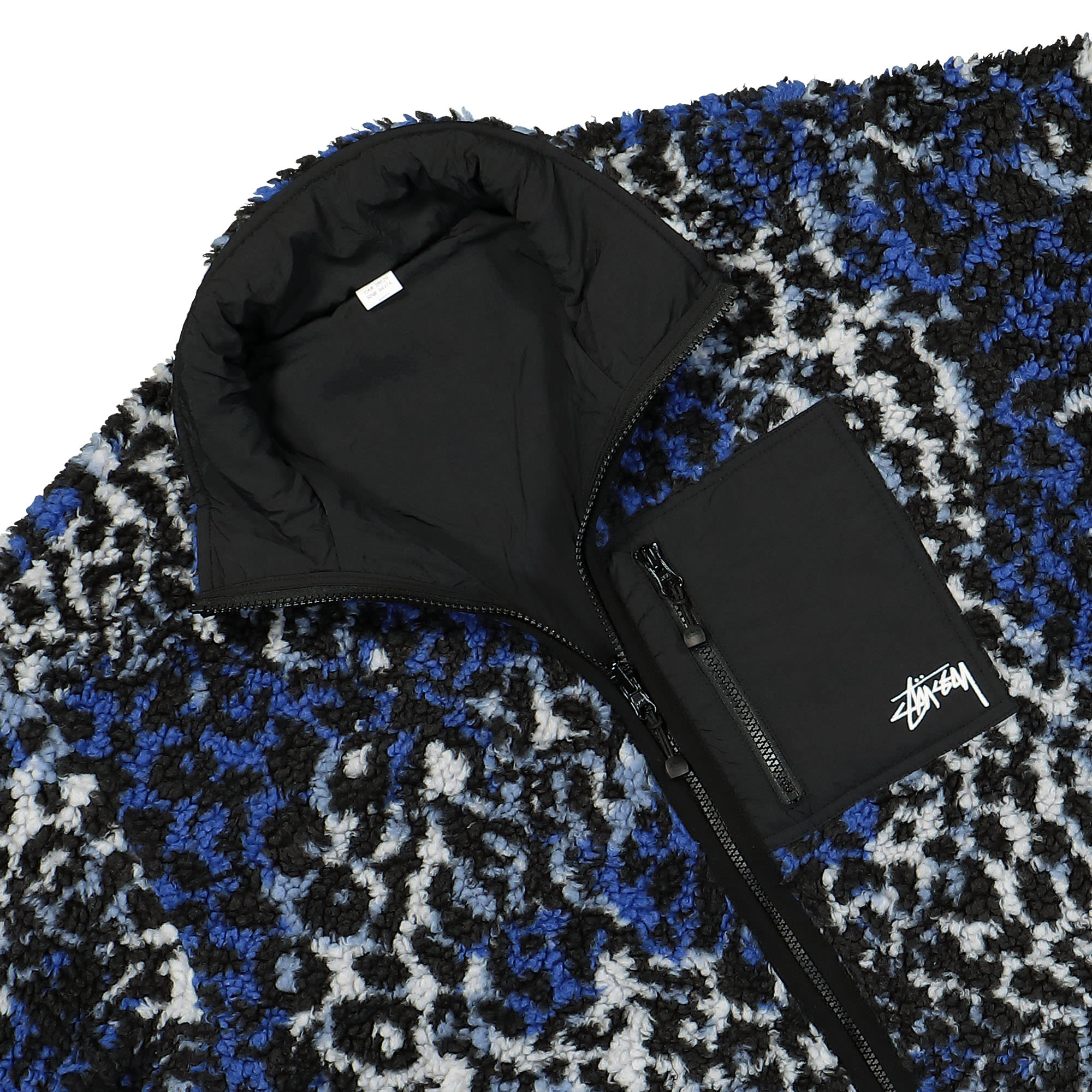 Stussy Sherpa Reversible Jacket Blue Leopard Jackets Detail view 1 | Overkill