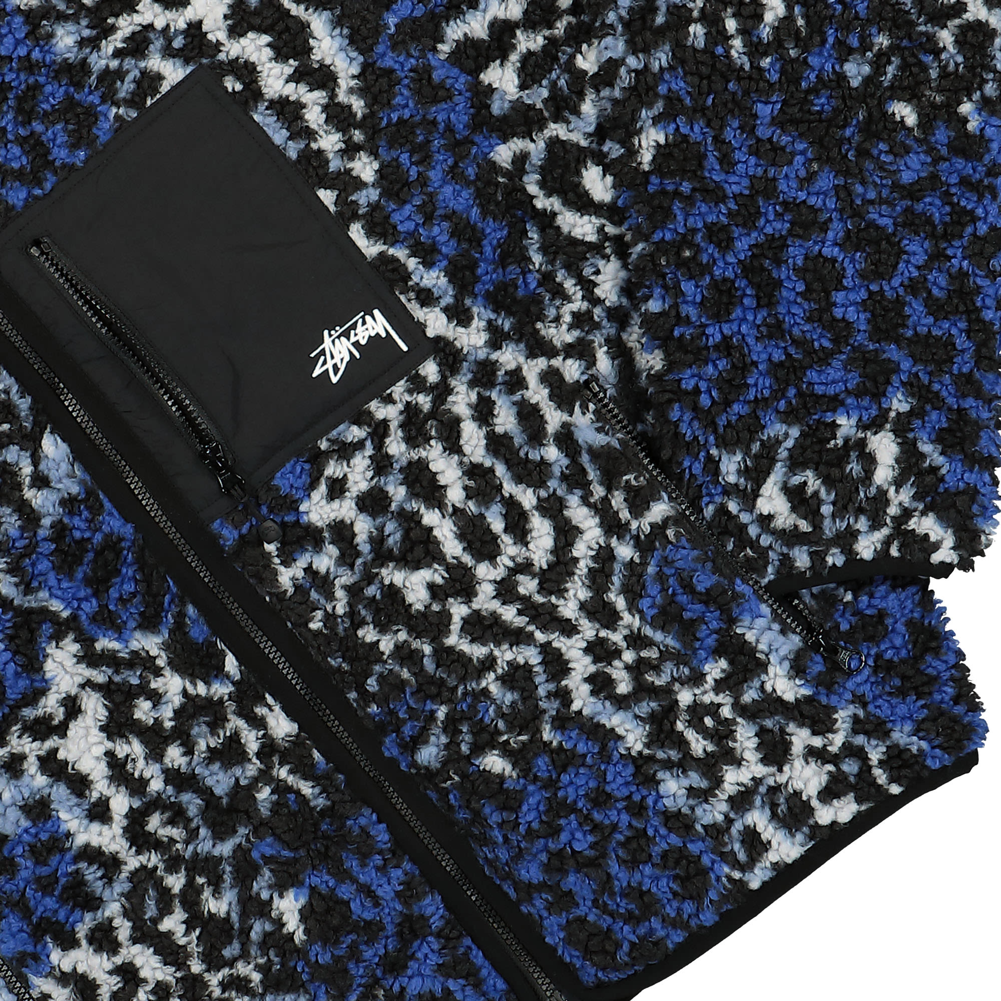 Stussy Sherpa Reversible Jacket Blue Leopard Jackets Detail view 2 | Overkill