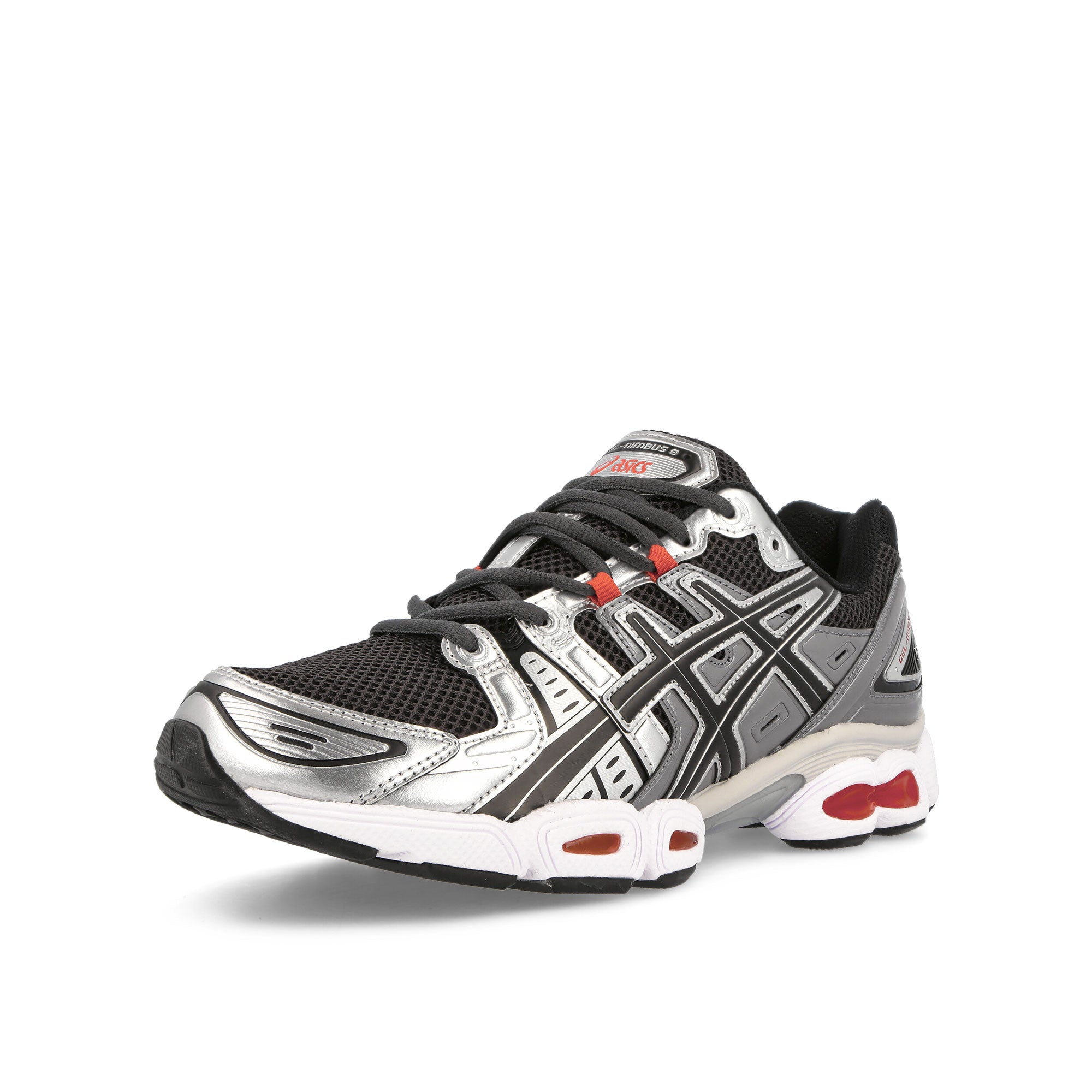 Asics Gel-Nimbus 9 Graphite Grey / Pure Silver Low Top Sneakers  Close Up | Overkill