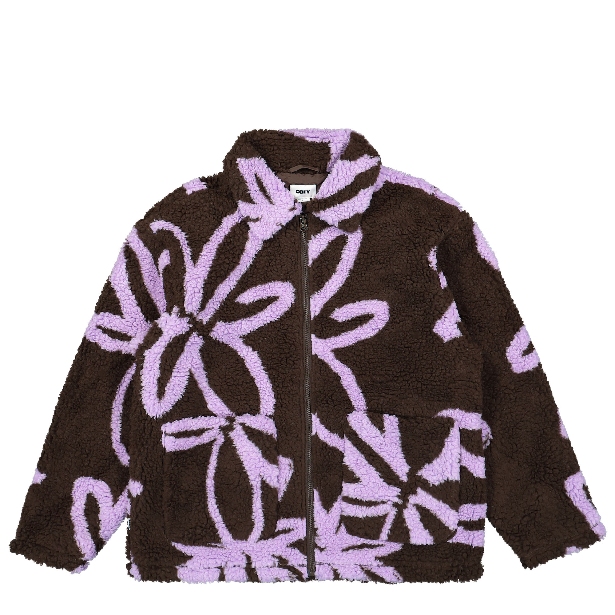 Obey Portions Sherpa Jacket Java Brown Multi Fleece Jackets 121800549 / Java Brown Multi | Overkill