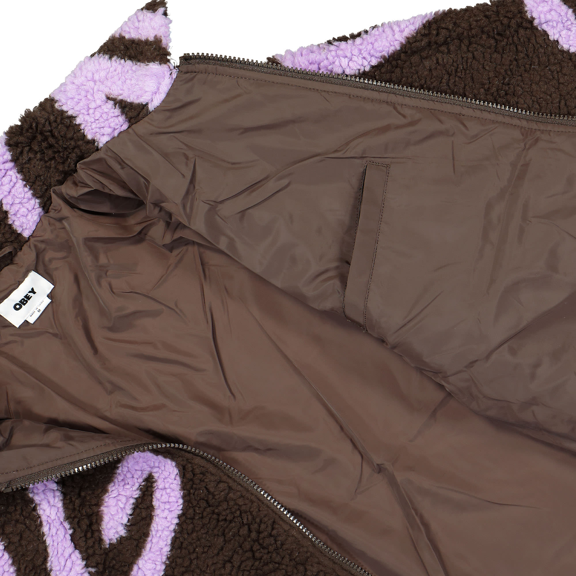 Obey Portions Sherpa Jacket Java Brown Multi Fleece Jackets Detail view 1 | Overkill