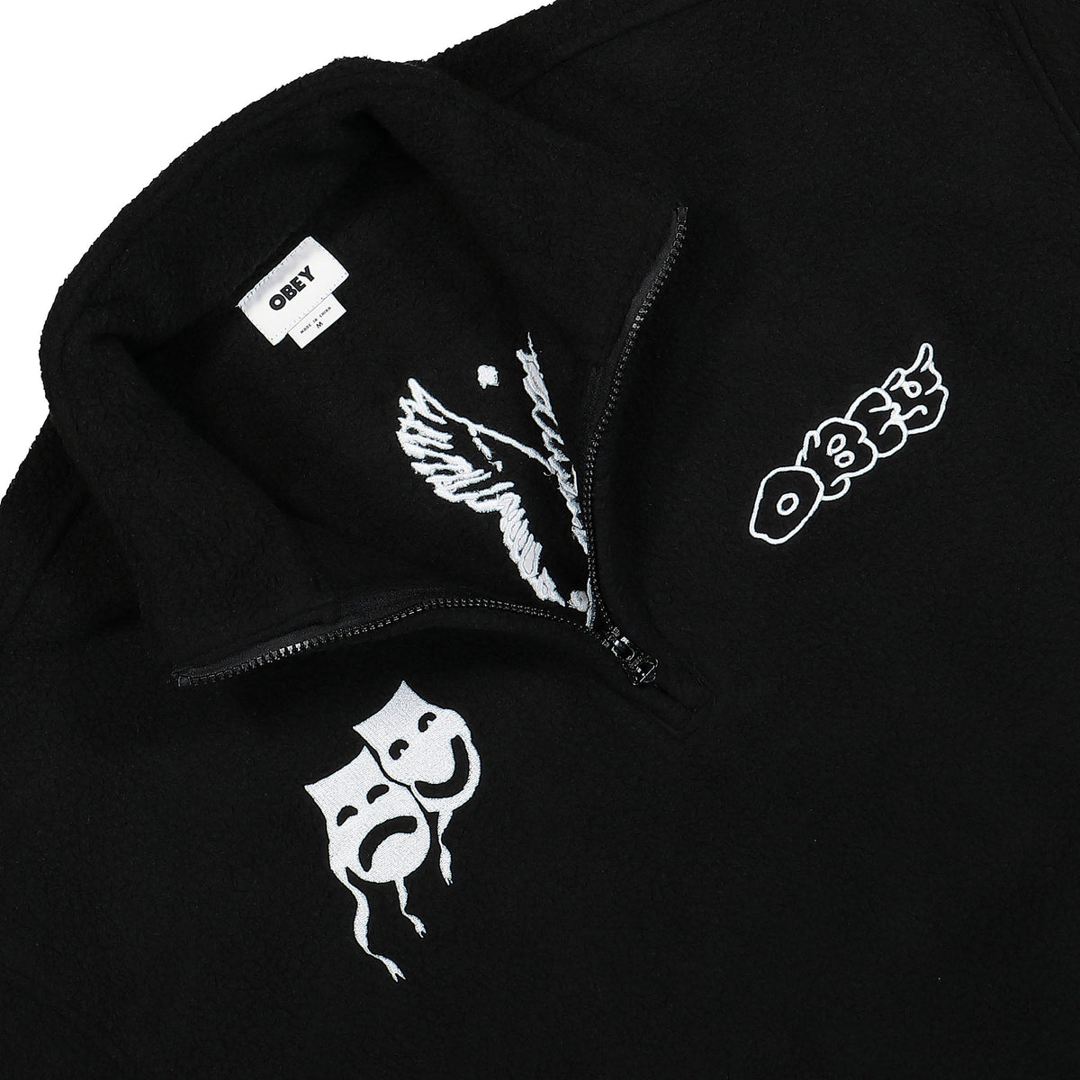 Obey Pulp Mock Neck Pullover Black Sweatshirts Close-up | Overkill