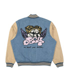 Obey Care Denim Varsity Jacket Light Indigo Multi Bomber & Varsity Jackets Close-up | Overkill
