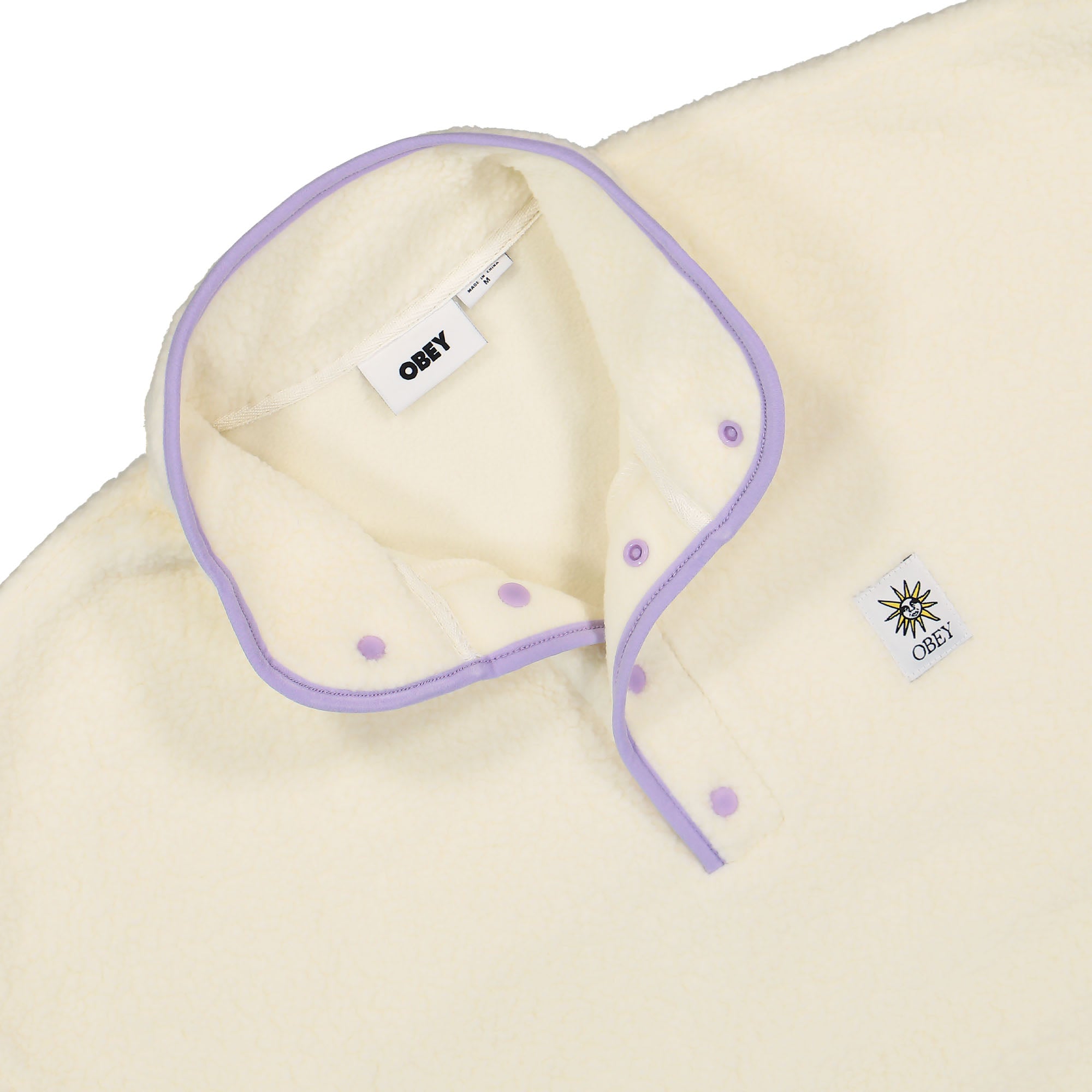 Obey Rays Mockneck Unbleached Sweatshirts Close-up | Overkill
