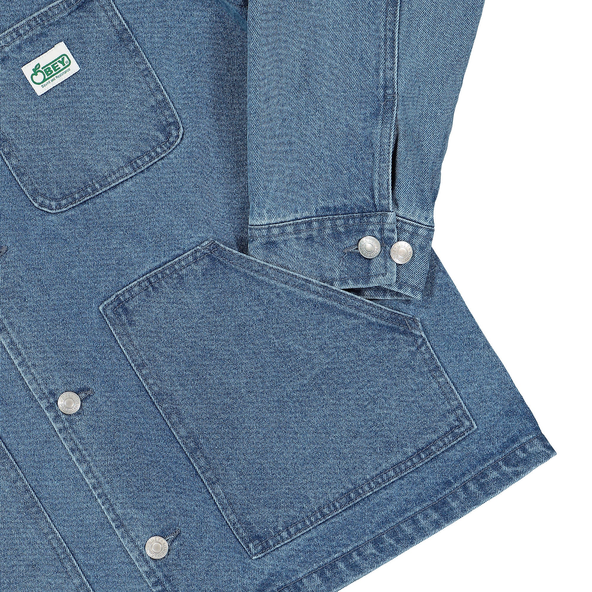 Obey Trenton Chore Jacket Light Indigo Jackets Detailfoto | Overkill