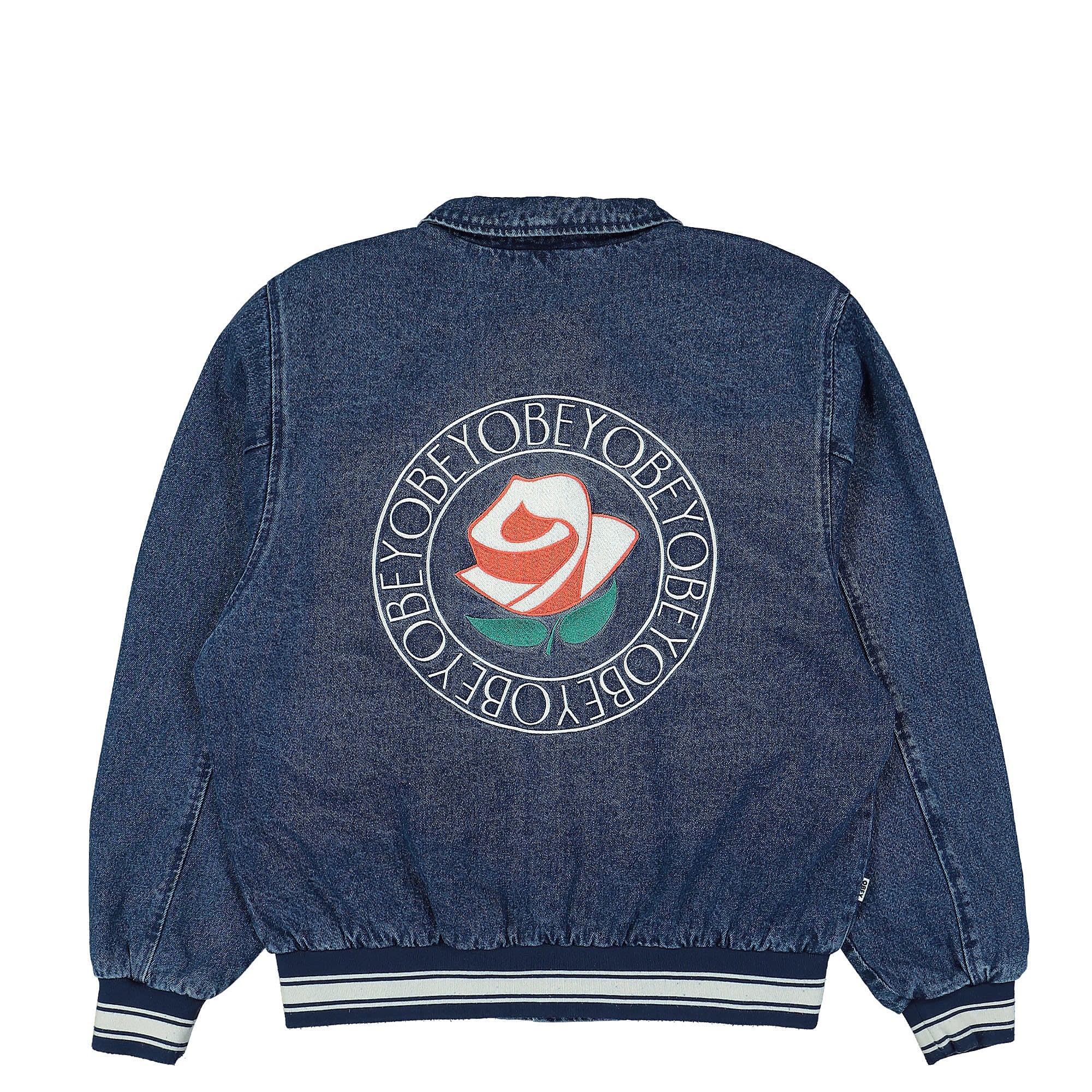 Obey Rose Blouson Jacket Stone Wash Indigo Bomber & Varsity Jackets Close-up | Overkill