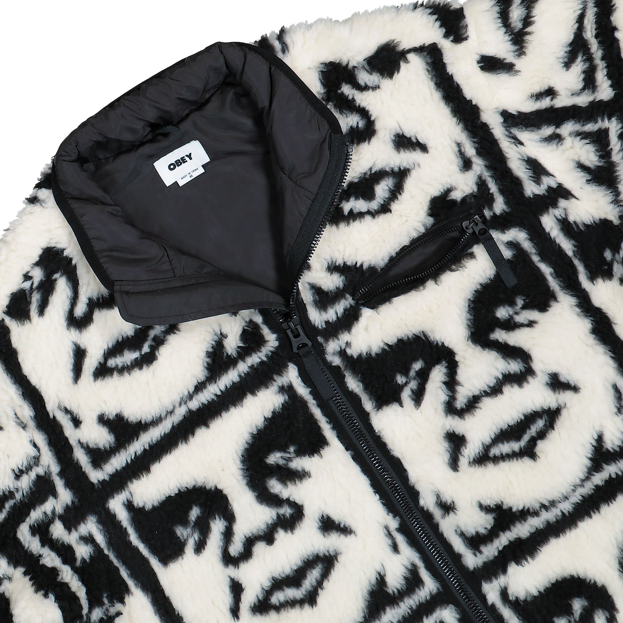 Obey Repeated Icon Sherpa Jacket 121800608 / Black Multi | OVERKILL