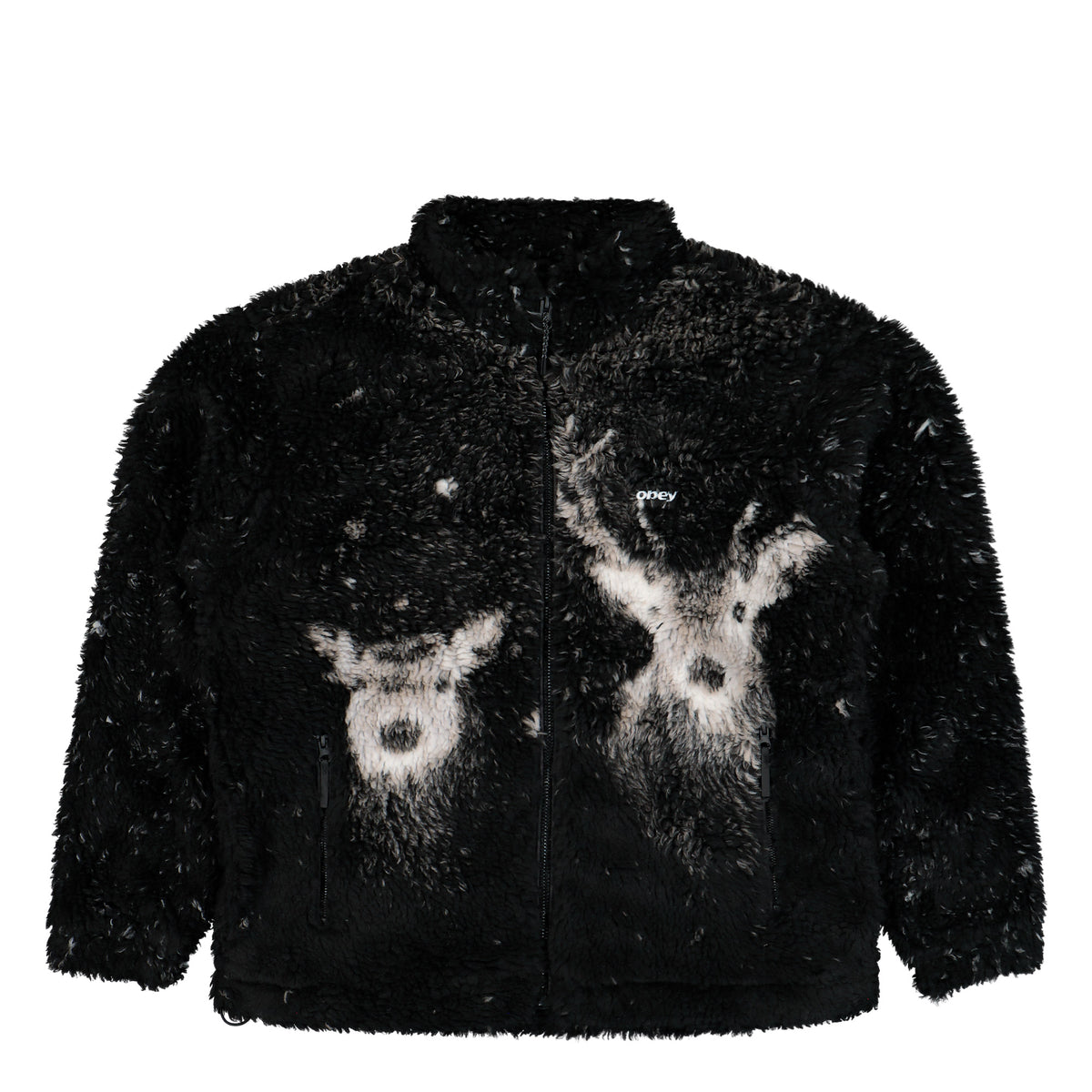 Obey Deer Sherpa Jacket Black Multi Jacket 121800636-BLKM | Overkill

