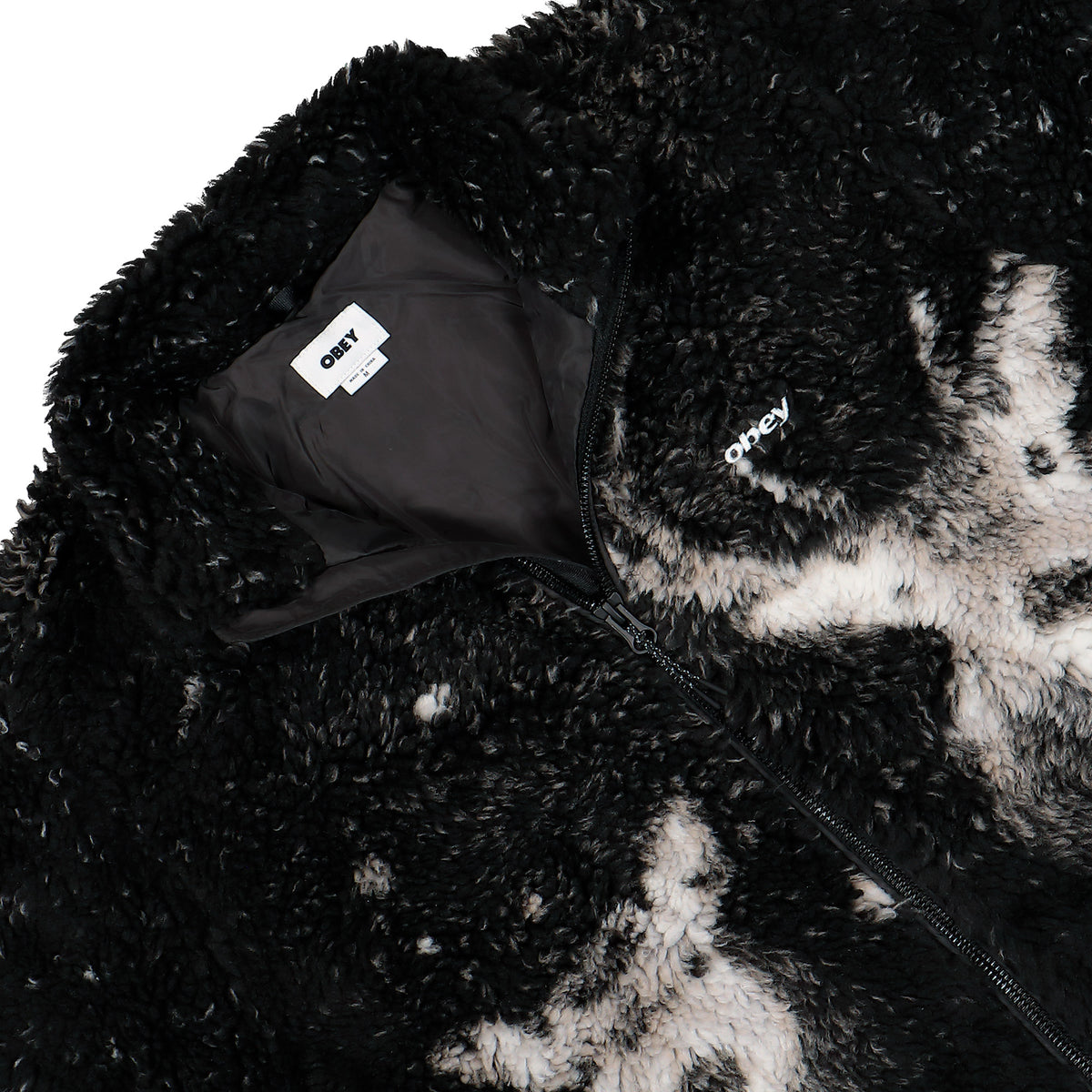 Obey Deer Sherpa Jacket Black Multi Jacket 121800636-BLKM Detailfoto | Overkill
