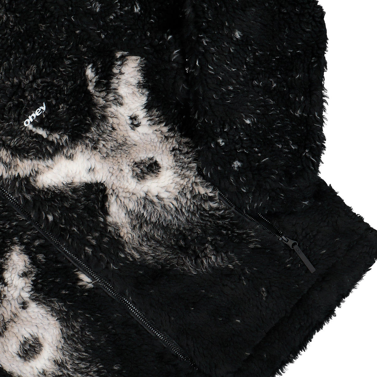 Obey Deer Sherpa Jacket Black Multi Jacket 121800636-BLKM Detail View 1 | Overkill
