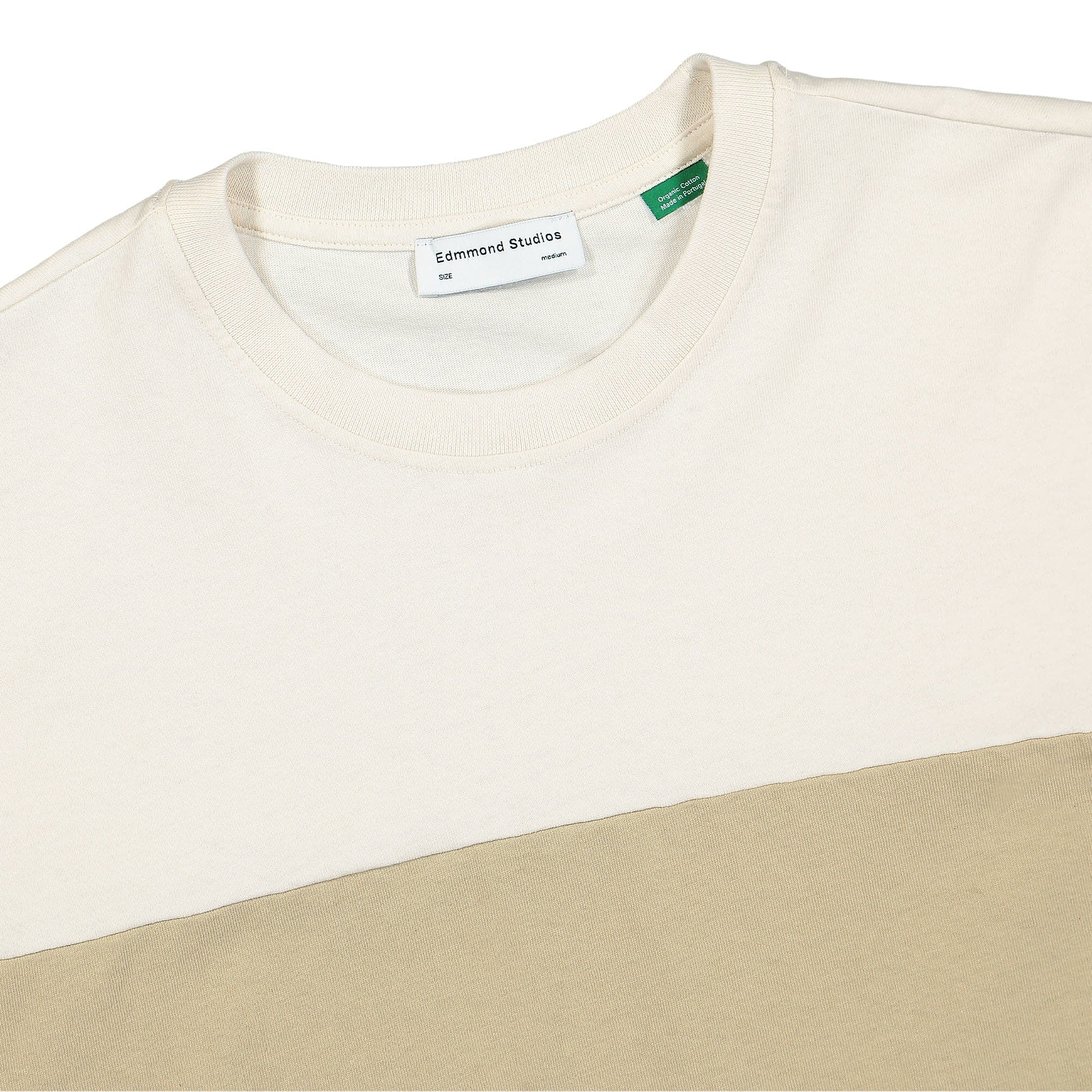 Edmmond Studios Big Stripes T-Shirt Horizontal Stripes Tan T-Shirts Close-up | Overkill