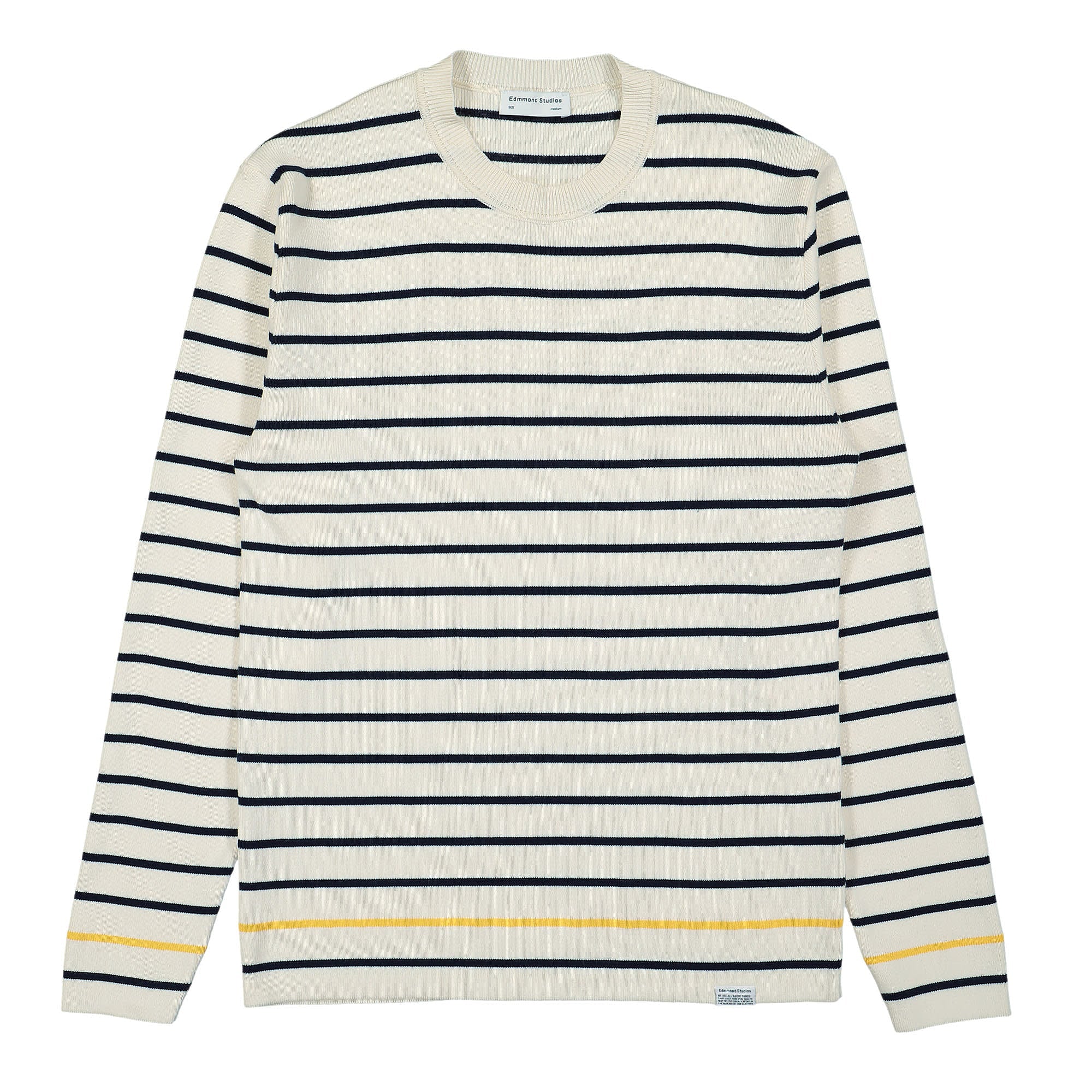 Edmmond Studios Fisherman Sweater Horizontal Stripes Beige Sweatshirts 122-60-06054 | Overkill