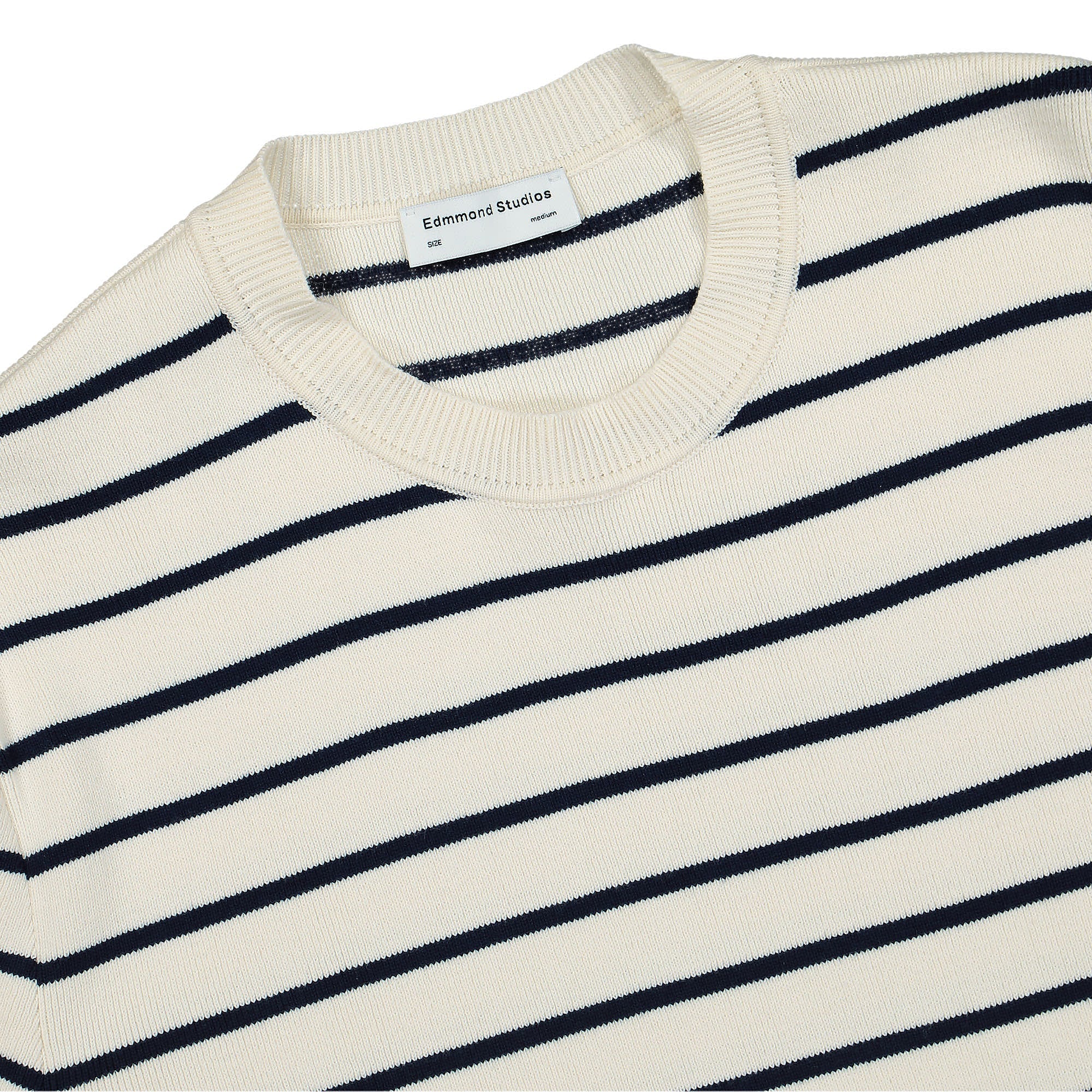 Edmmond Studios Fisherman Sweater Horizontal Stripes Beige Sweatshirts Close-up | Overkill