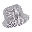 Edmmond Studios Seersucker Bucket Hat Vertical Stripes Ligt Blue Bucket Hats Close-up | Overkill