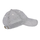 Edmmond Studios Duck Seersucker Cap Vertical Stripes Blue Caps Close-up | Overkill