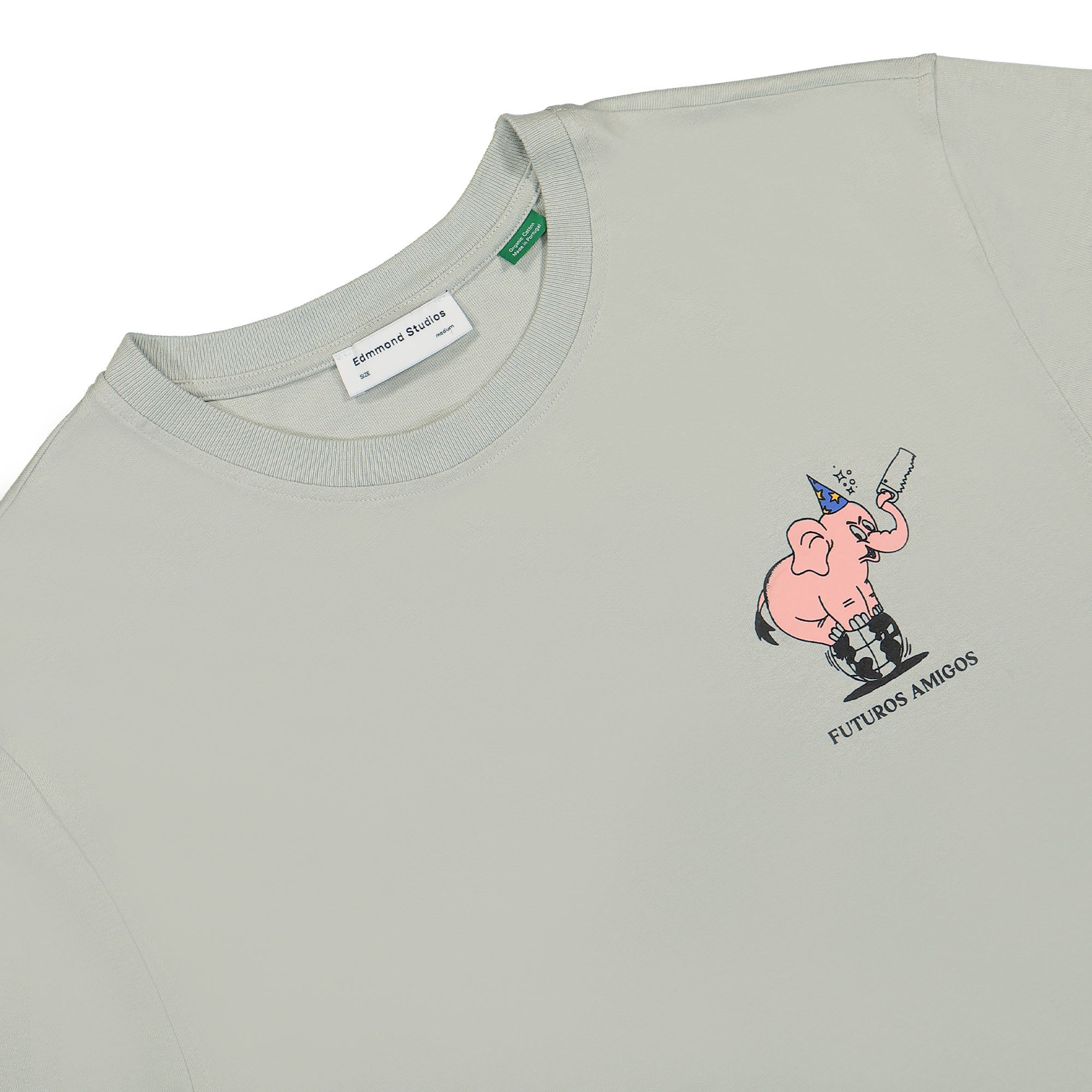 Edmmond Studios Futuros Amigos T-Shirt Sage Green T-Shirts Close-up | Overkill