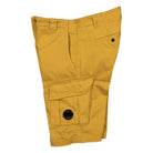 C.P. Company Stretch Sateen Cargo Shorts Nugget Gold Shorts Close-up | Overkill